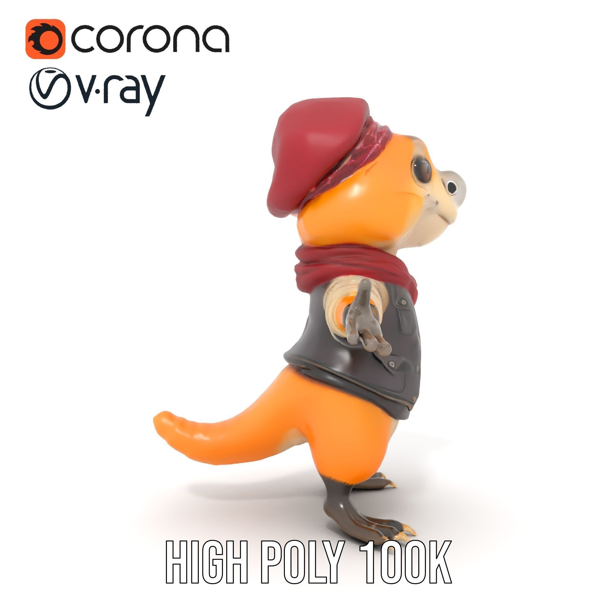 Animated Rigged Character Model Cozy PlaidClad Creature Low-poly 3D model_27
