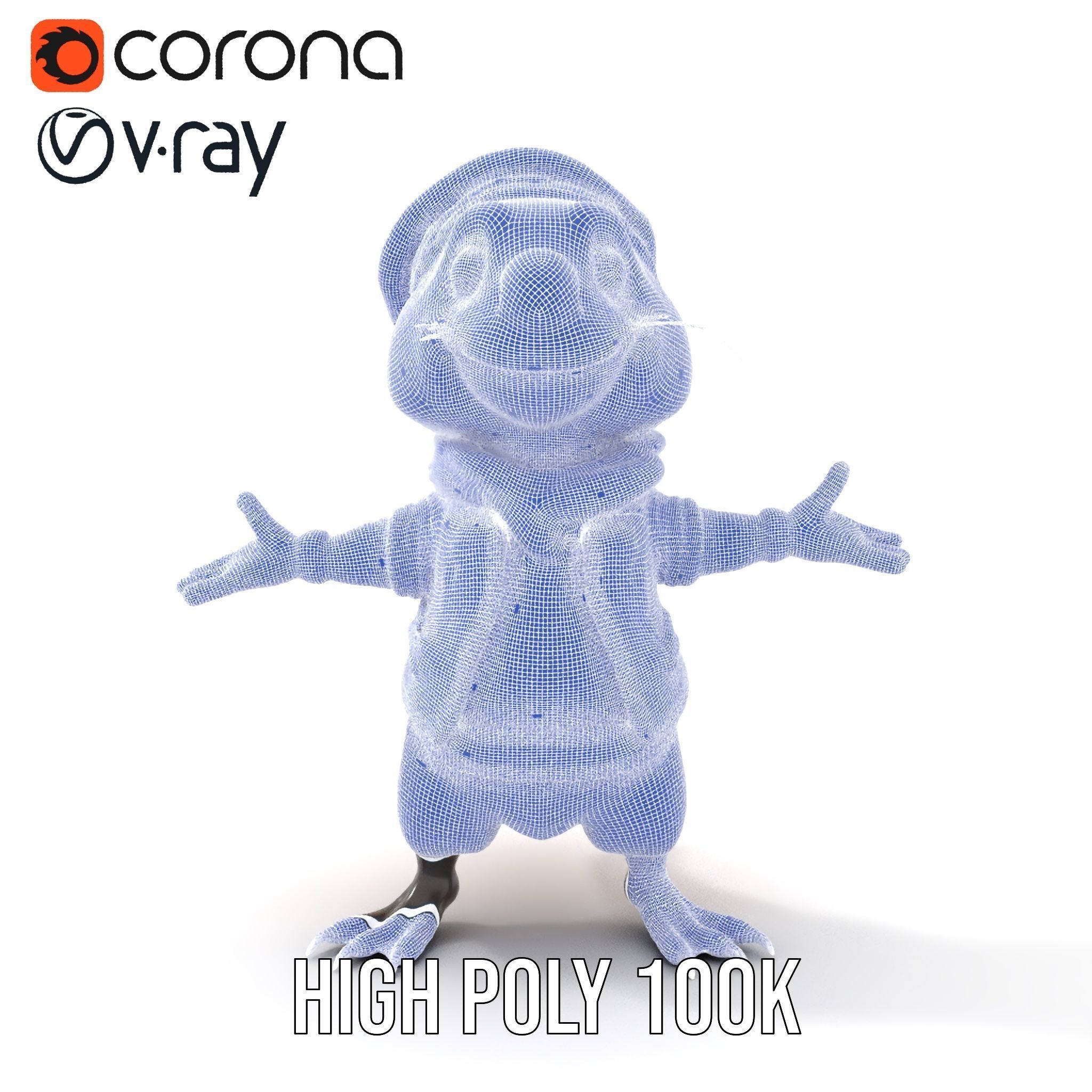 Animated Rigged Character Model Cozy PlaidClad Creature Low-poly 3D model_36