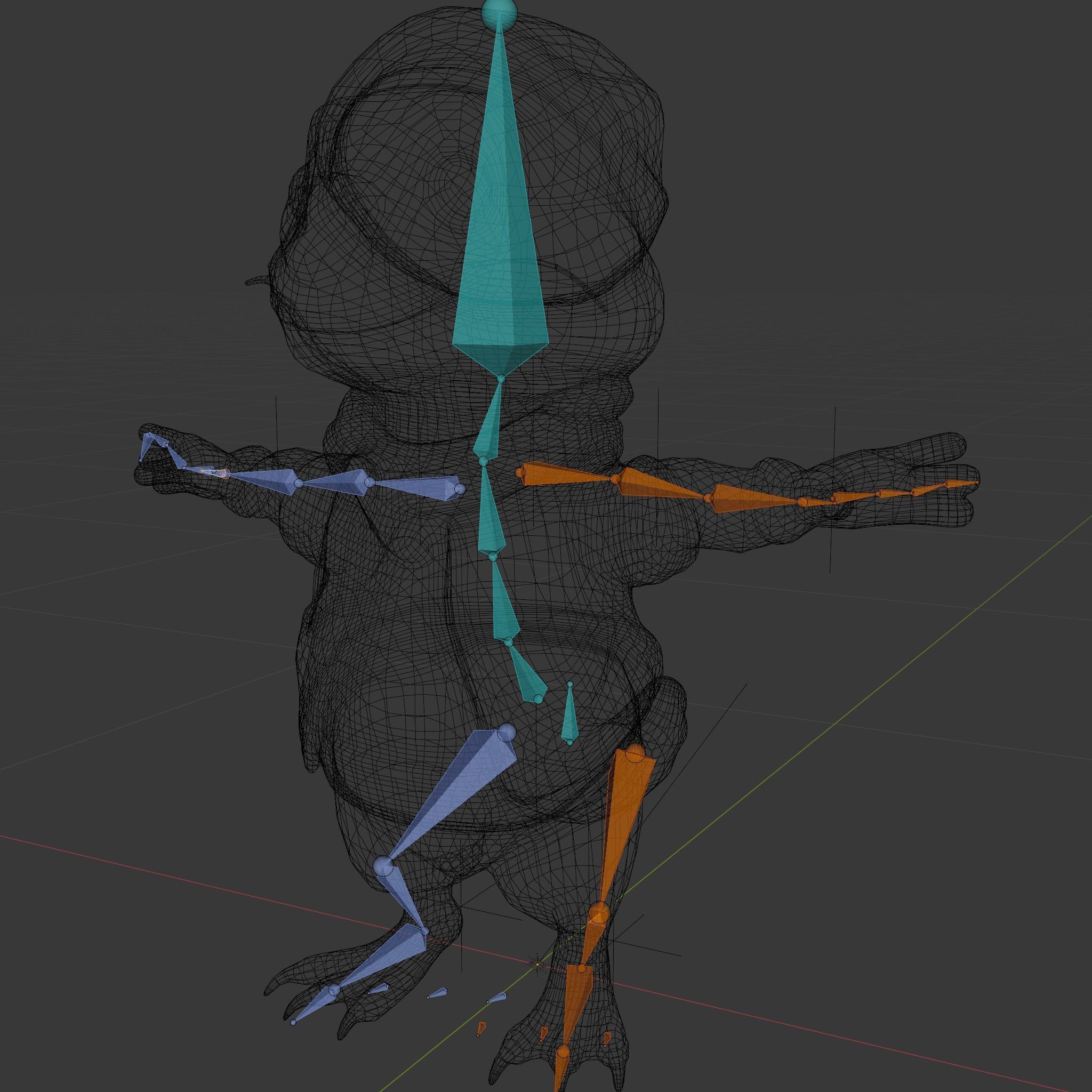 Animated Rigged Character Model Cozy PlaidClad Creature Low-poly 3D model_6