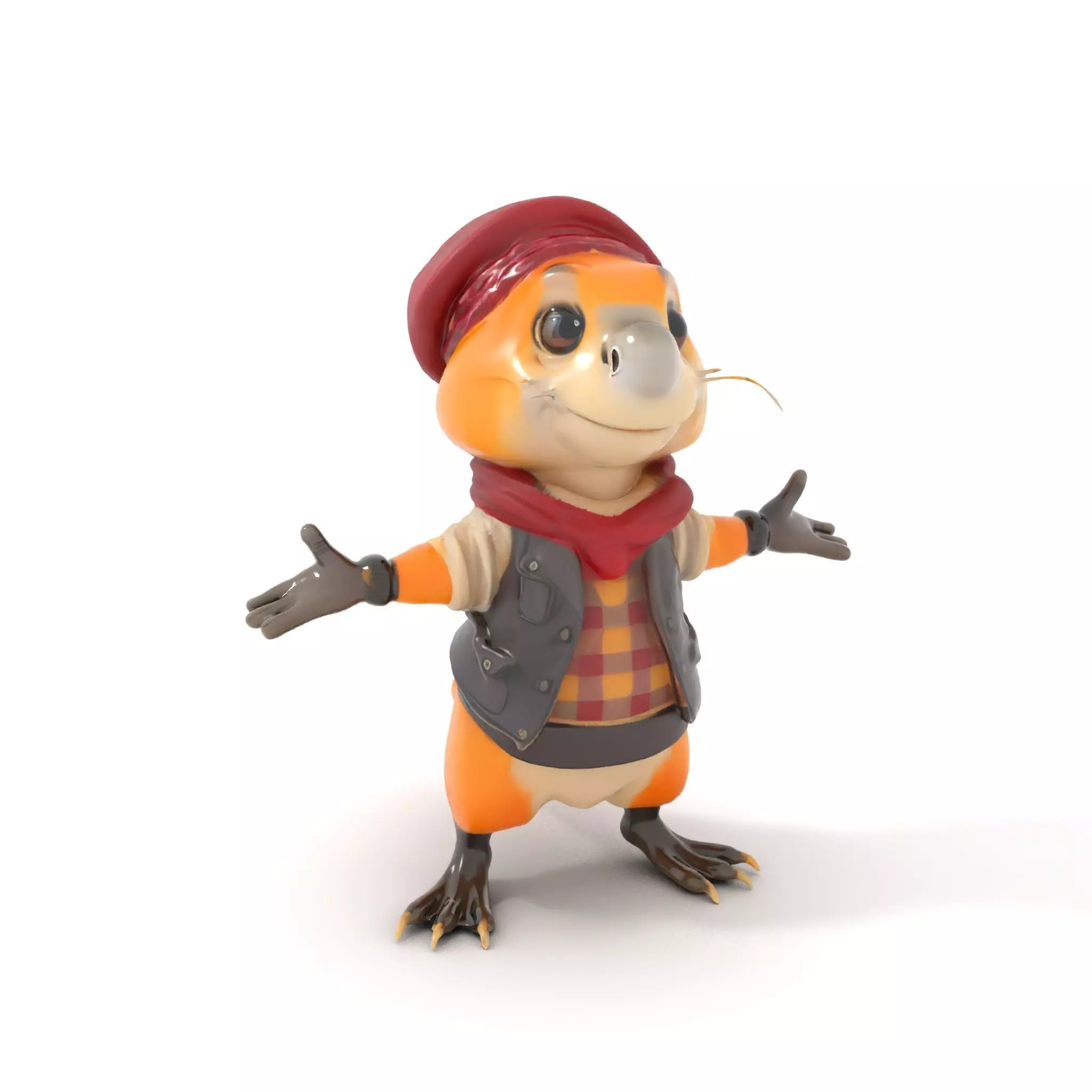 Animated Rigged Character Model Cozy PlaidClad Creature Low-poly 3D model_0