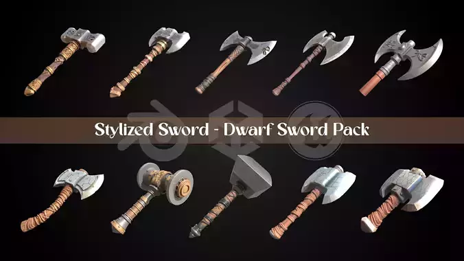 Stylized Sword - Dwarf Sword Pack 3D Model Collection
