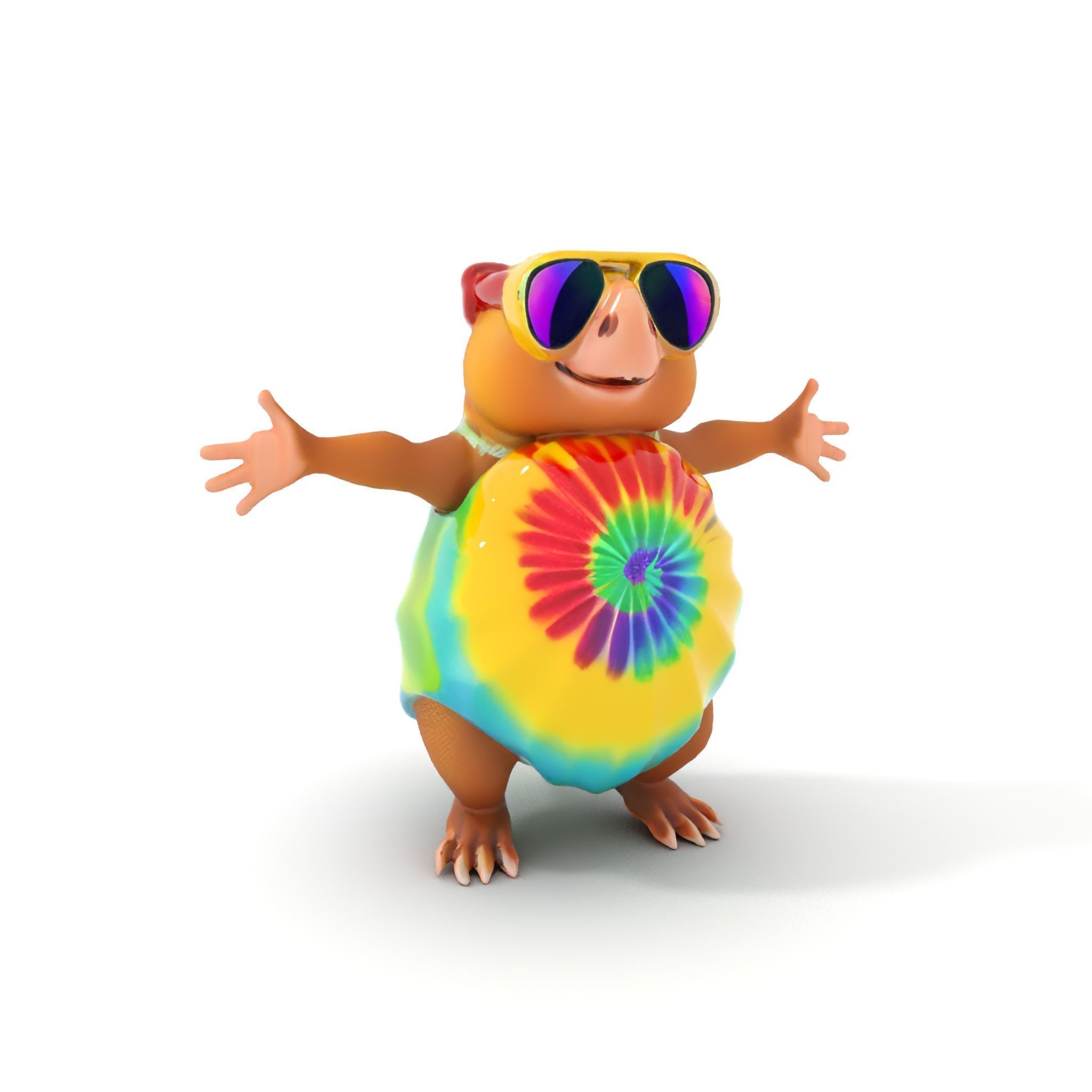TieDye Tortoise Character  Rigged and Animated Low-poly 3D model_14