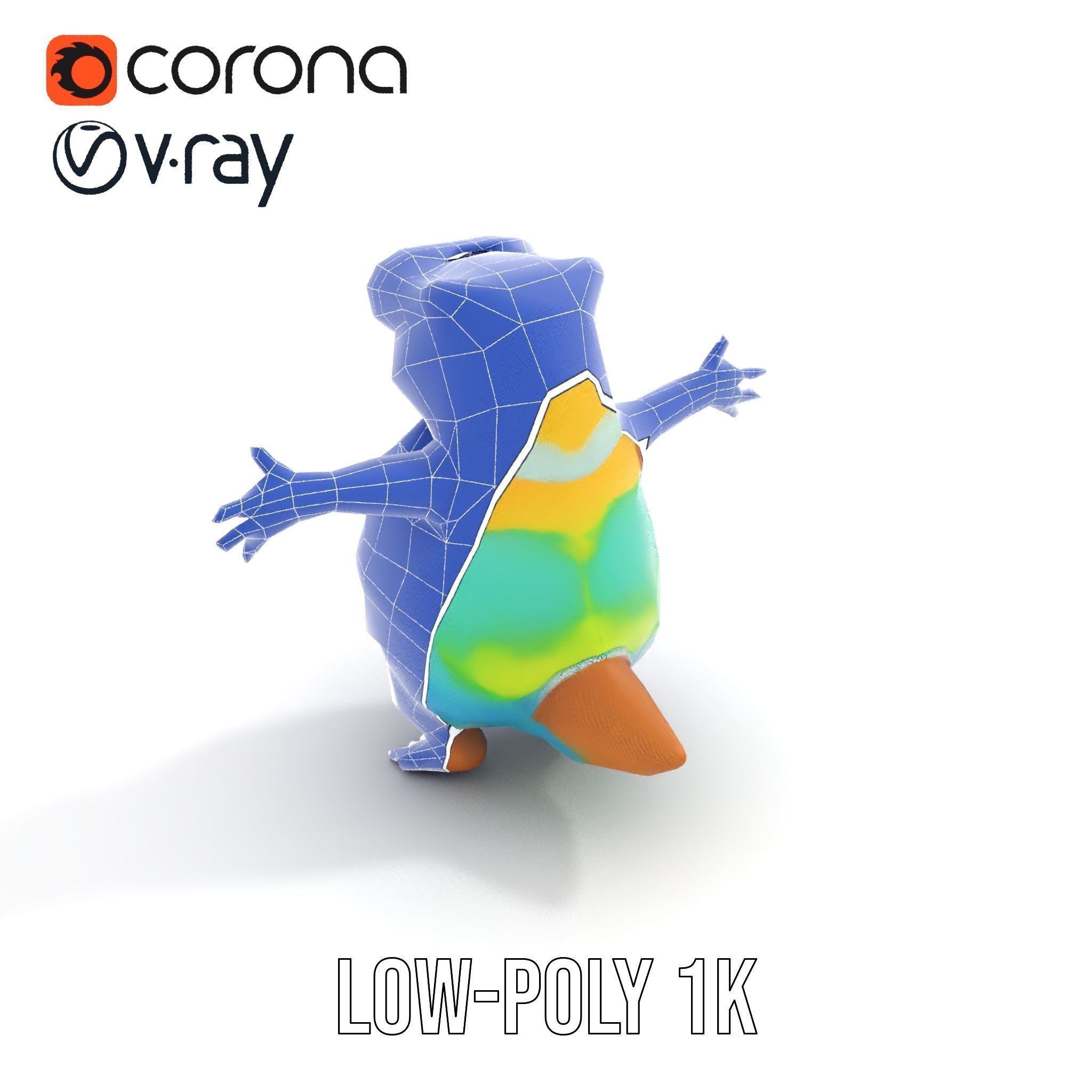 TieDye Tortoise Character  Rigged and Animated Low-poly 3D model_26