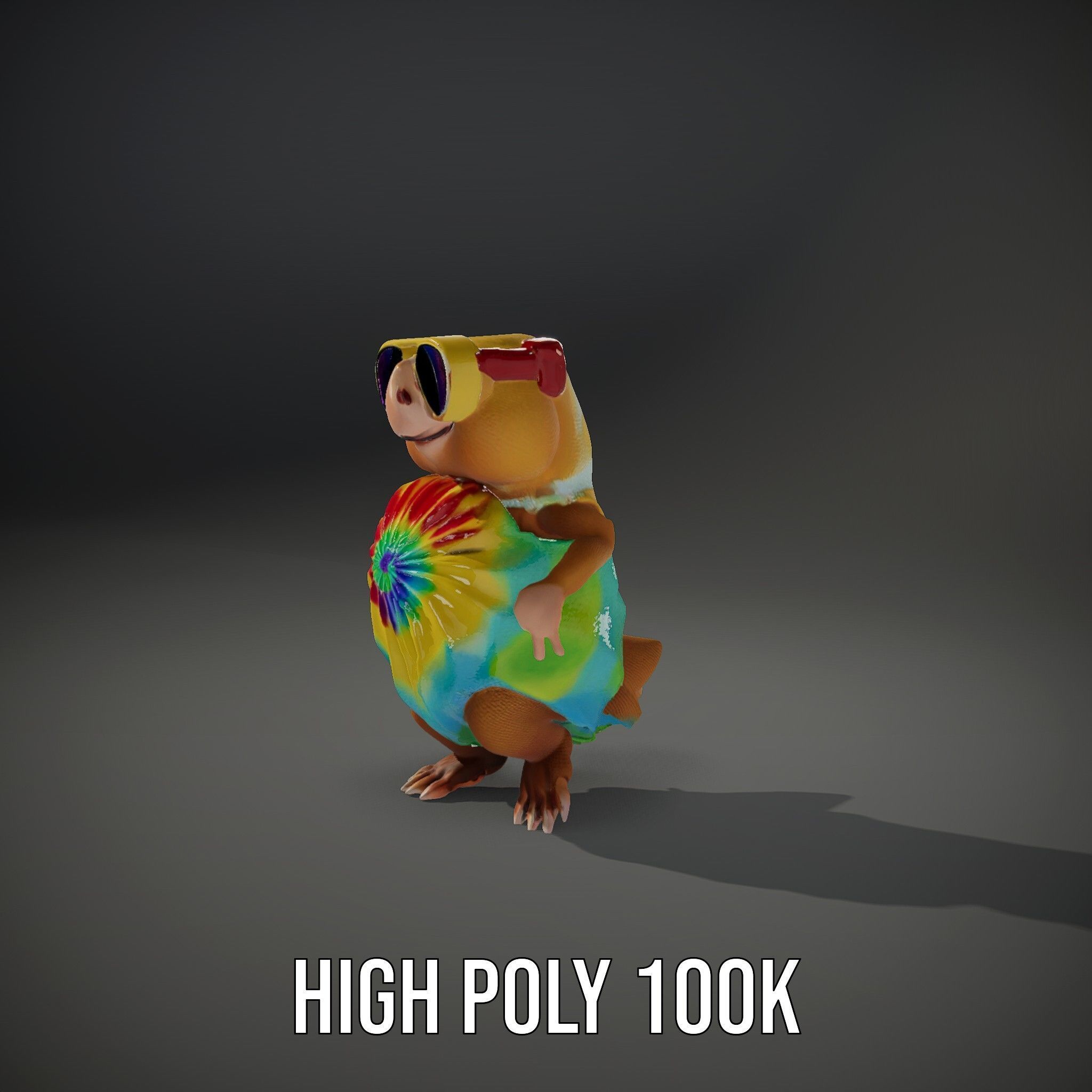 TieDye Tortoise Character  Rigged and Animated Low-poly 3D model_36