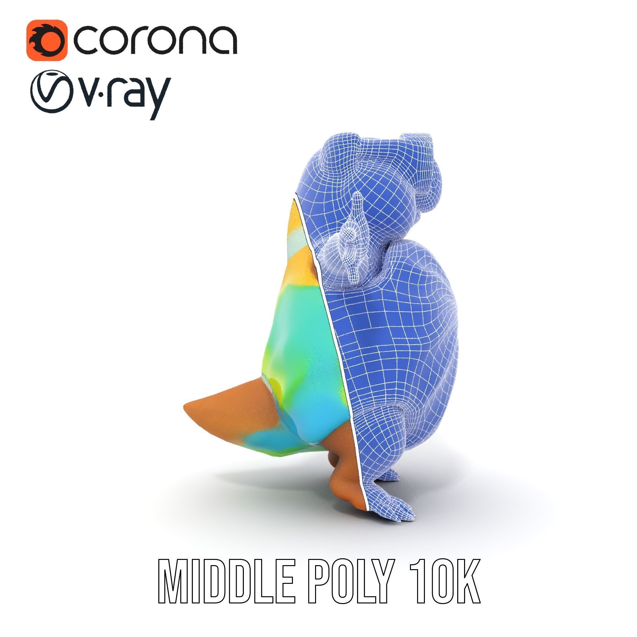 TieDye Tortoise Character  Rigged and Animated Low-poly 3D model_35