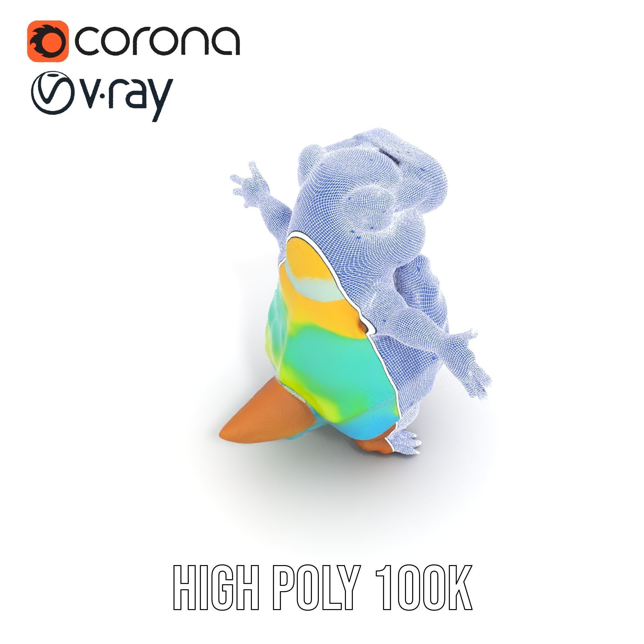 TieDye Tortoise Character  Rigged and Animated Low-poly 3D model_29