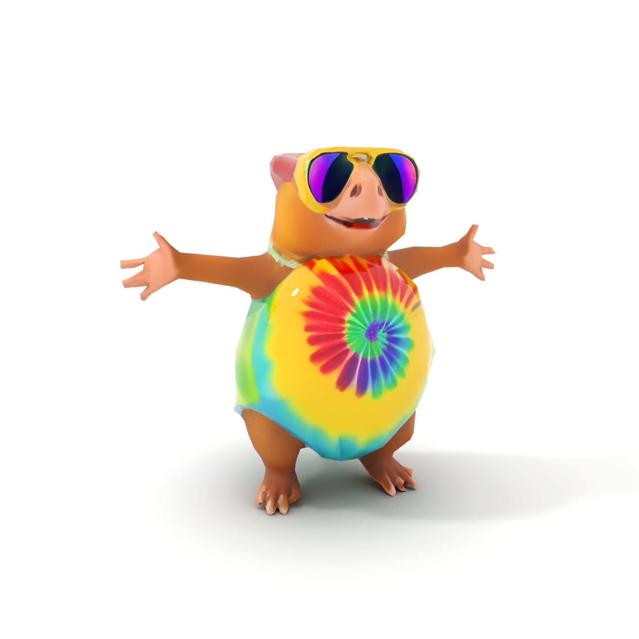 TieDye Tortoise Character  Rigged and Animated Low-poly 3D model_20