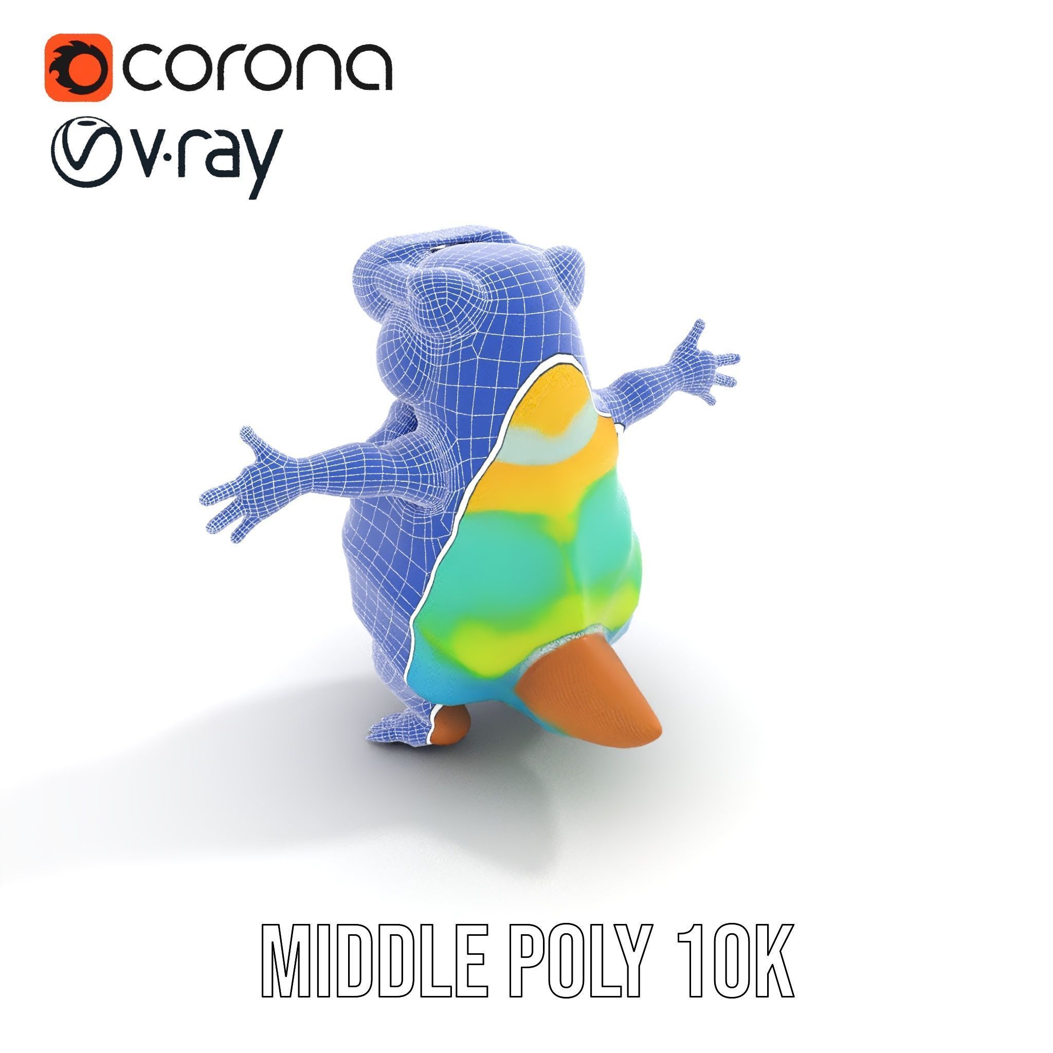 TieDye Tortoise Character  Rigged and Animated Low-poly 3D model_30