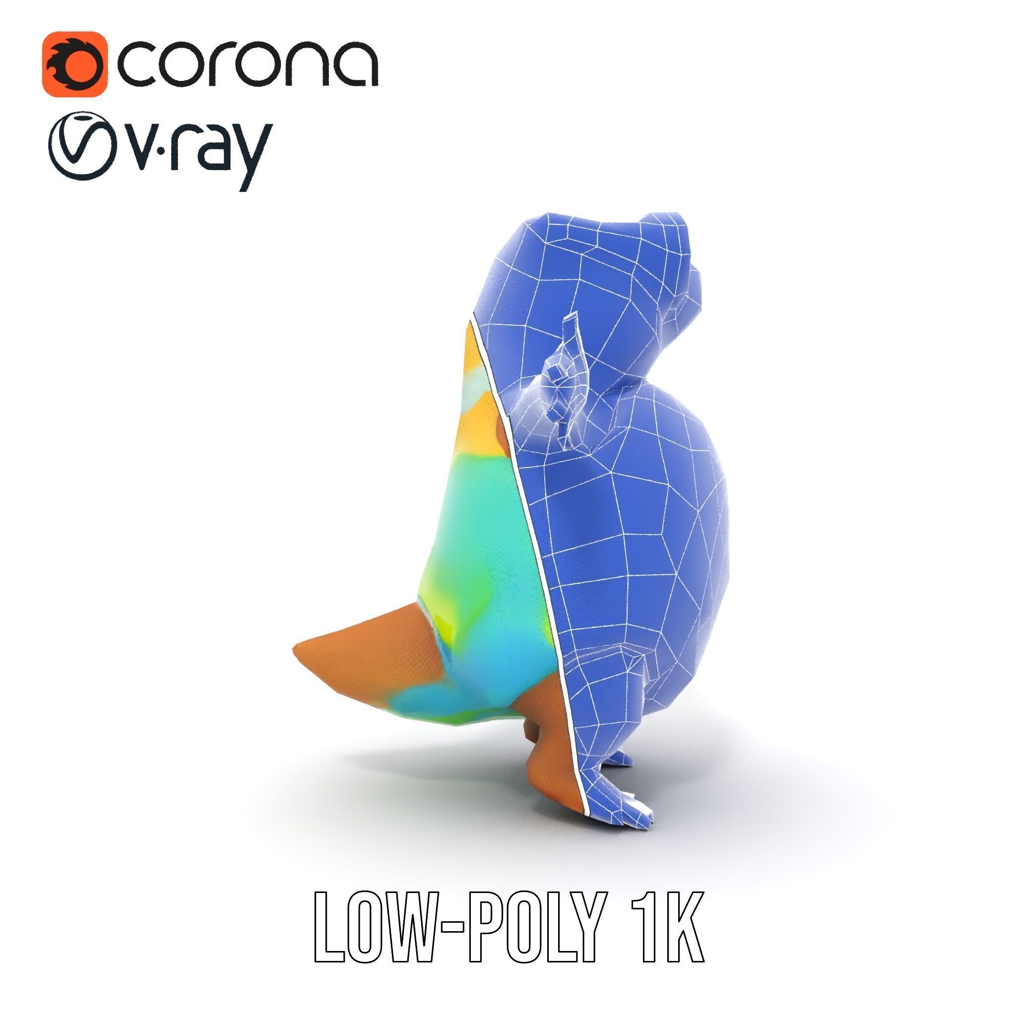 TieDye Tortoise Character  Rigged and Animated Low-poly 3D model_9