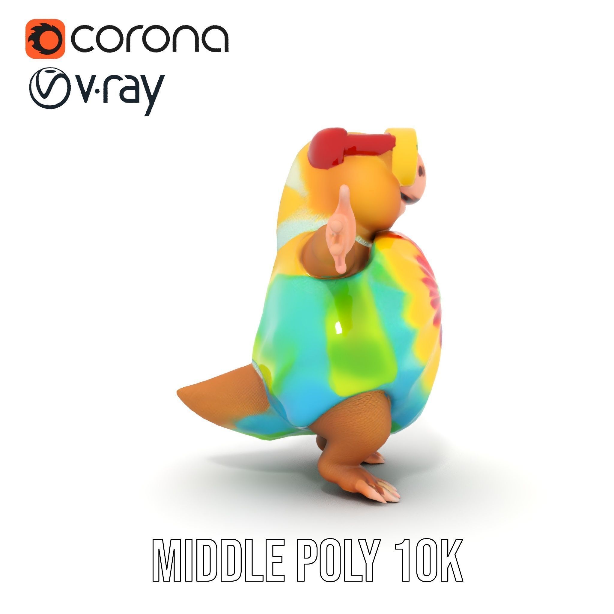 TieDye Tortoise Character  Rigged and Animated Low-poly 3D model_19