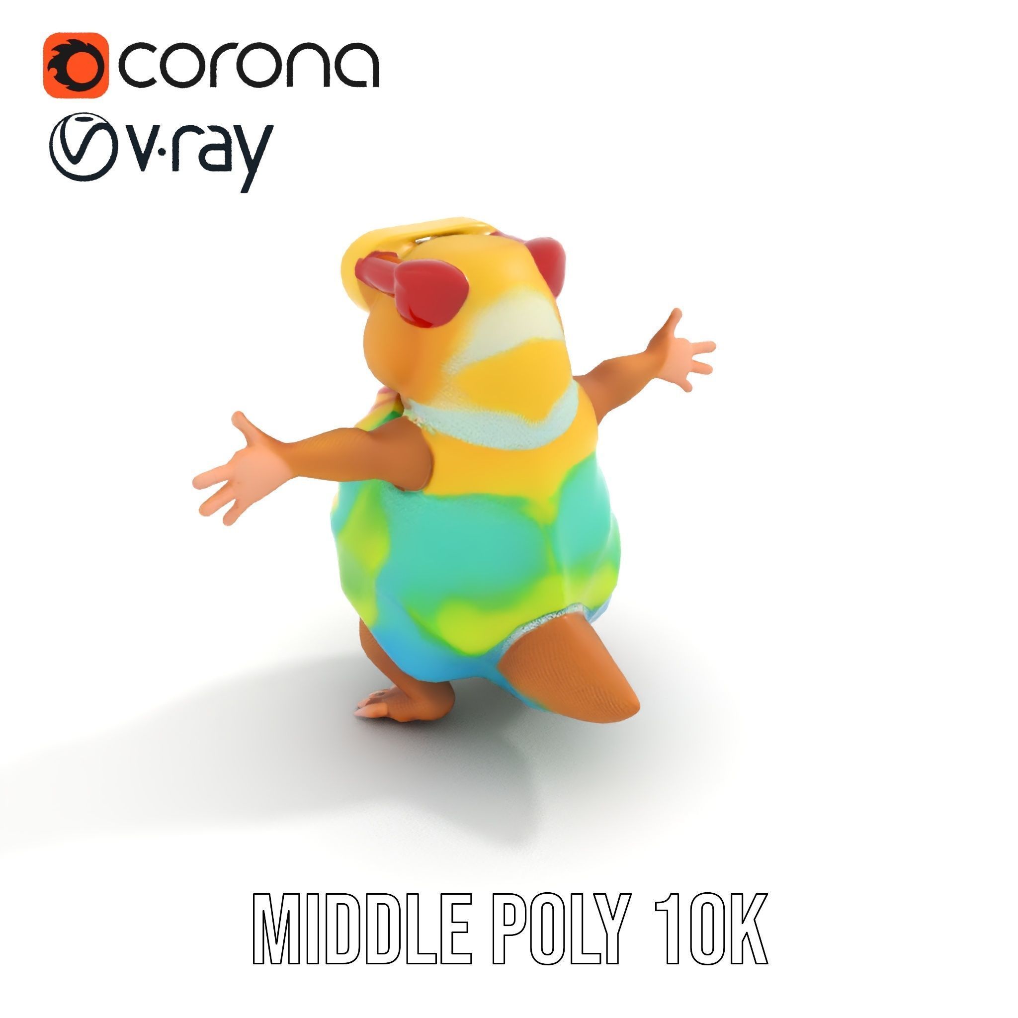 TieDye Tortoise Character  Rigged and Animated Low-poly 3D model_17