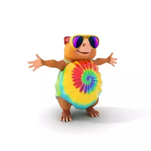 TieDye Tortoise Character  Rigged and Animated Low-poly 3D model