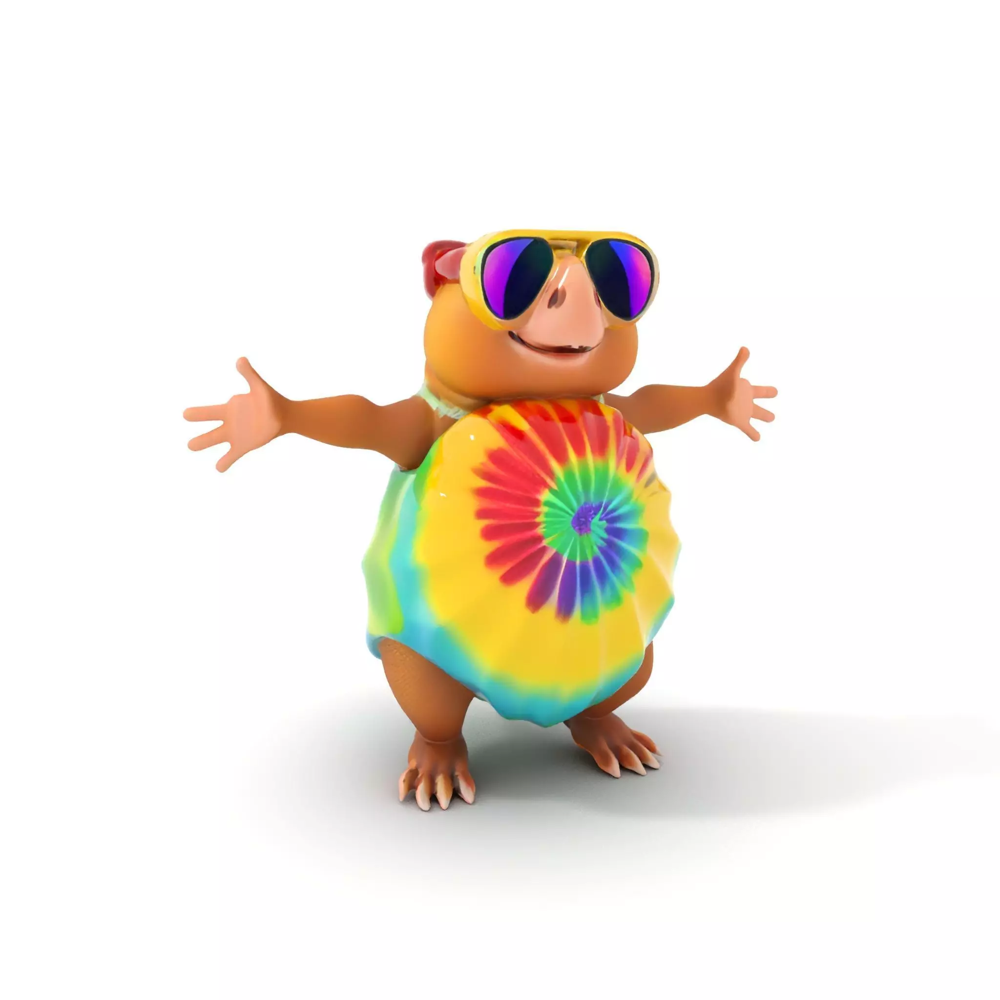 TieDye Tortoise Character  Rigged and Animated Low-poly 3D model_0