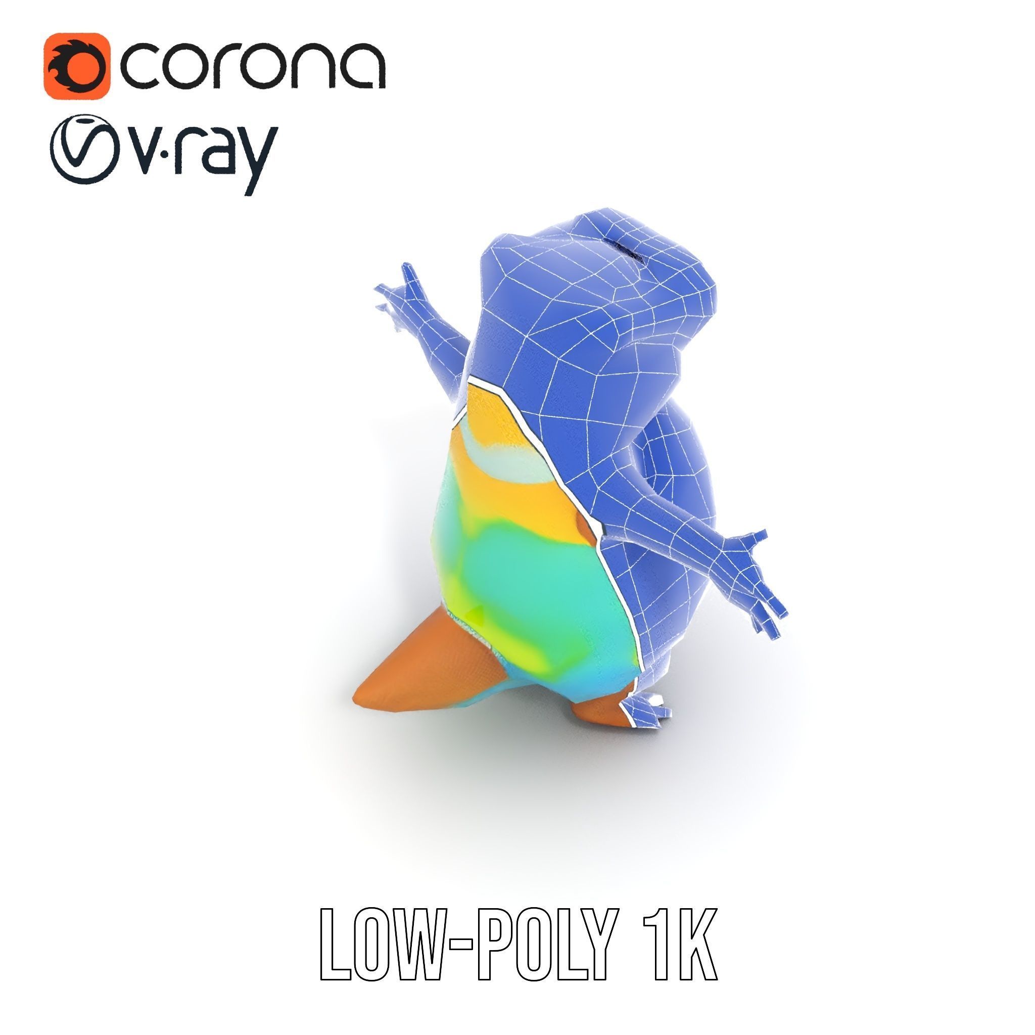 TieDye Tortoise Character  Rigged and Animated Low-poly 3D model_15