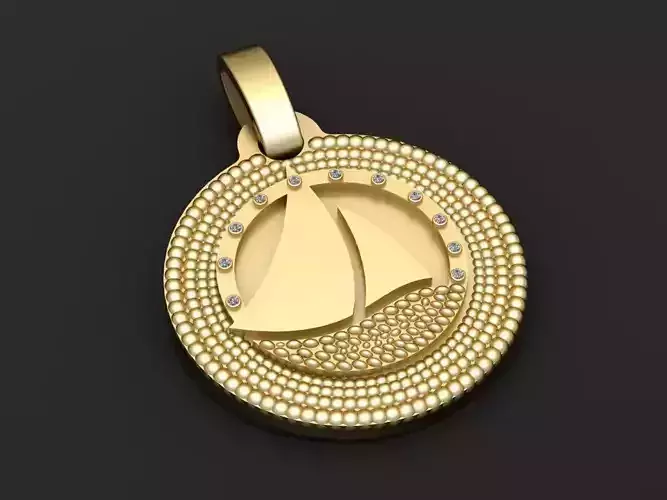 sailboat pendant 3D printable model  
