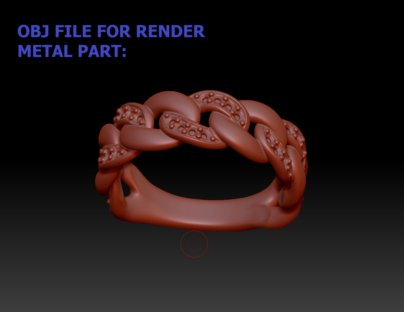 Diamond Cuban Chain Link Ring Halfway 7mm Links Ring 3D print model_13