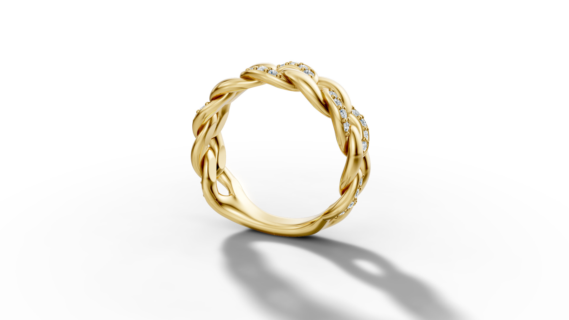 Diamond Cuban Chain Link Ring Halfway 7mm Links Ring 3D print model_21