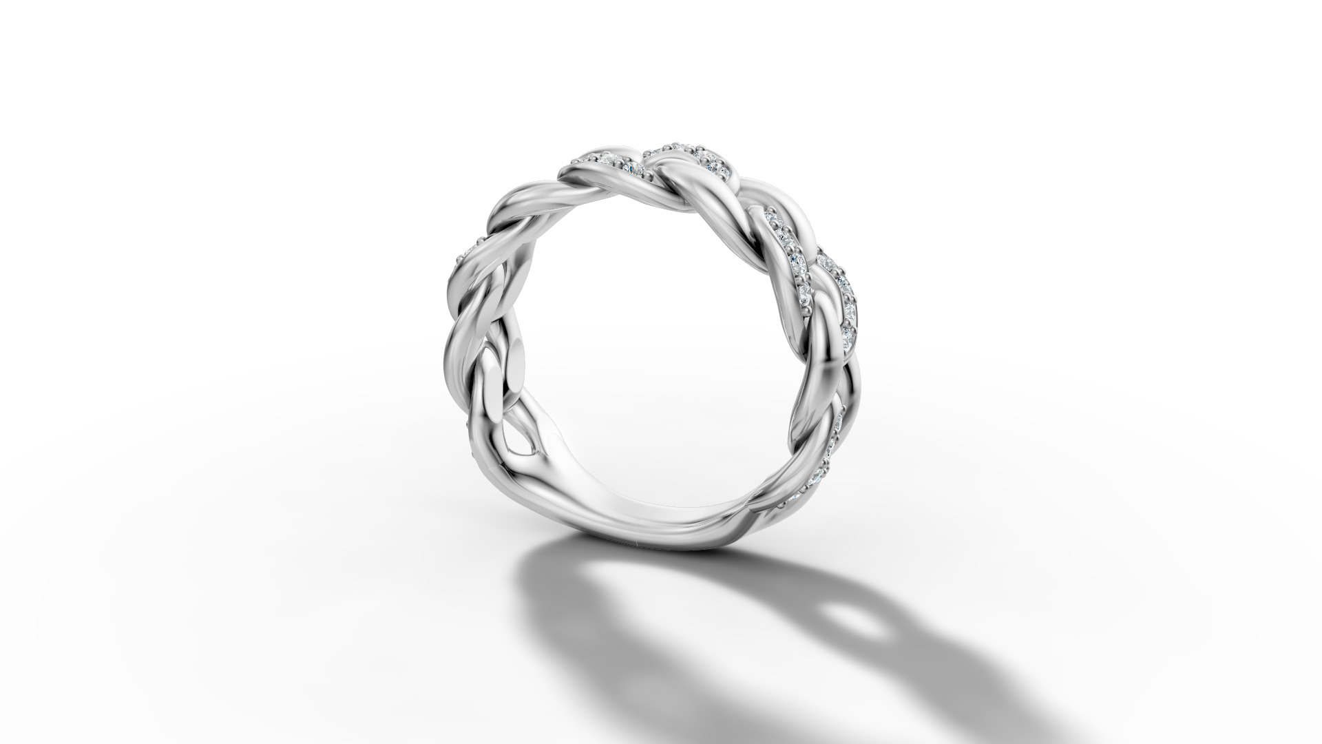 Diamond Cuban Chain Link Ring Halfway 7mm Links Ring 3D print model_22