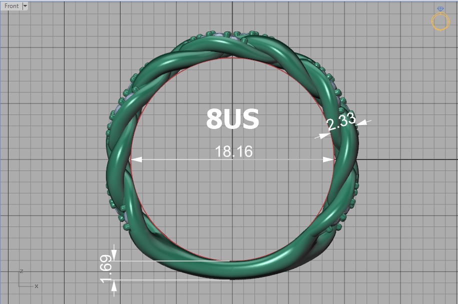 Diamond Cuban Chain Link Ring Halfway 7mm Links Ring 3D print model_47