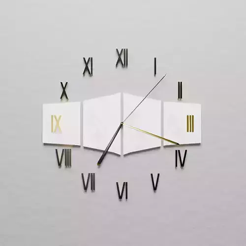 Elegant Modern Wall Clock 3D Model Roman Numerals 
