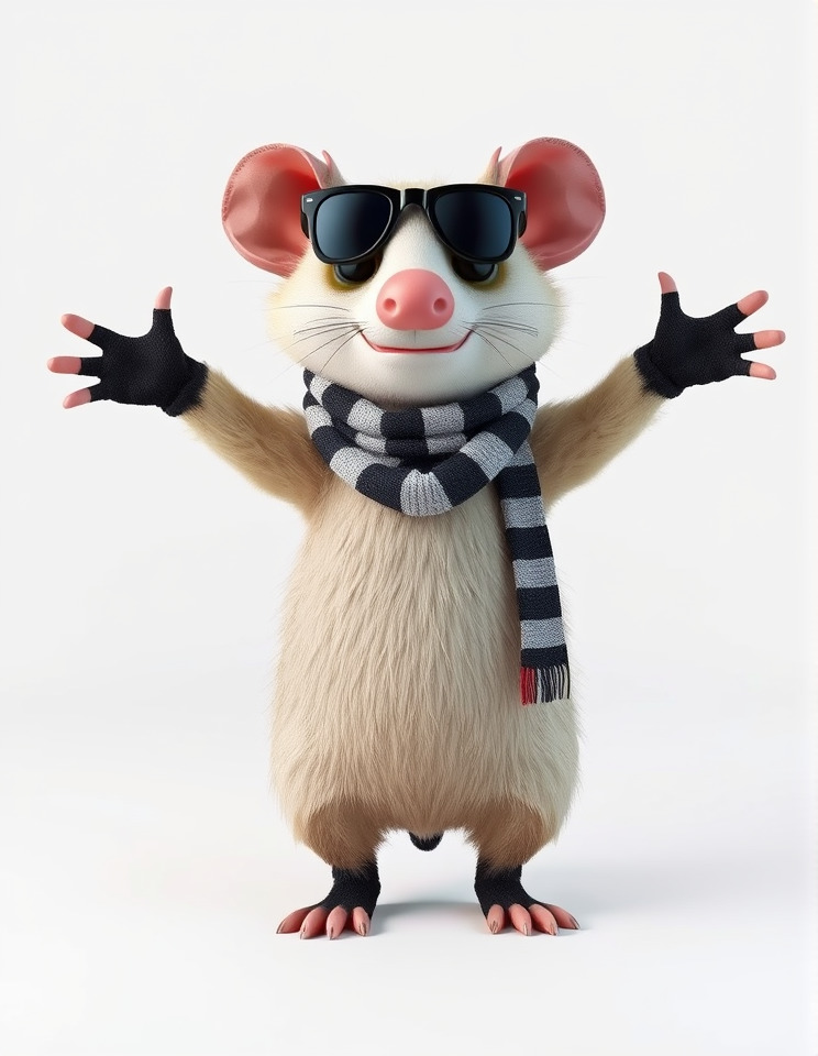 Cool Mouse Character  Rigged and Animated with Accessories Low-poly 3D model_3