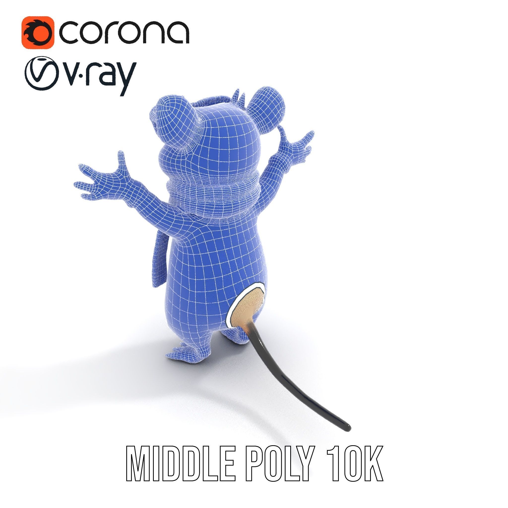 Cool Mouse Character  Rigged and Animated with Accessories Low-poly 3D model_19