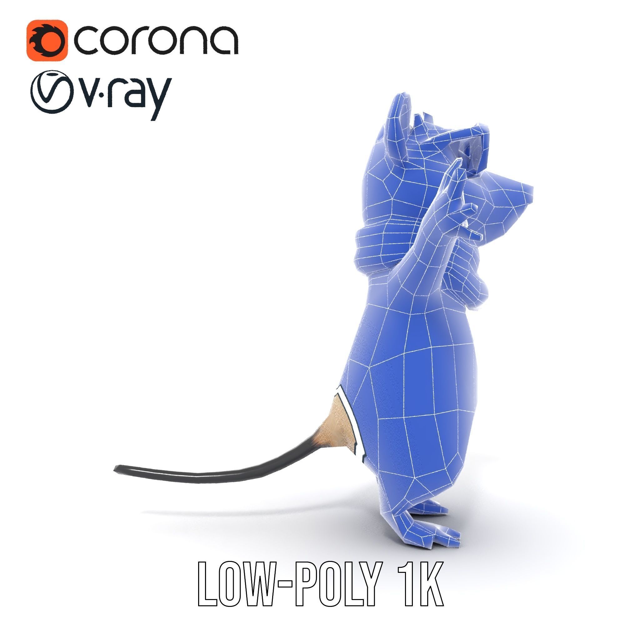 Cool Mouse Character  Rigged and Animated with Accessories Low-poly 3D model_32