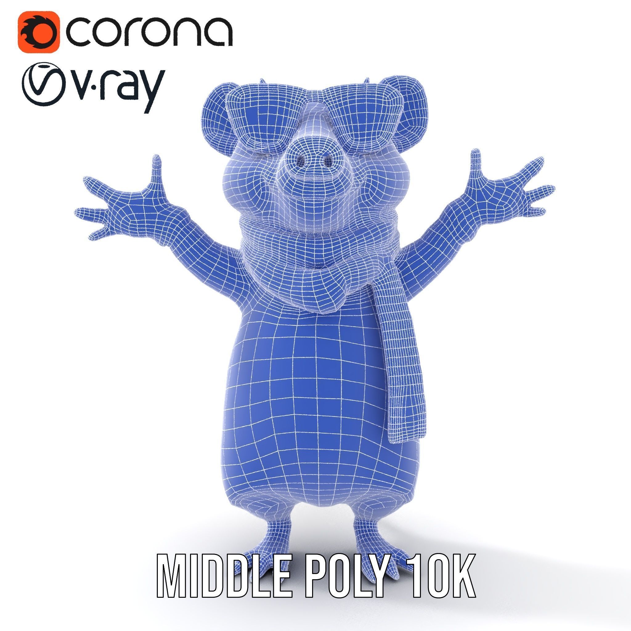 Cool Mouse Character  Rigged and Animated with Accessories Low-poly 3D model_22