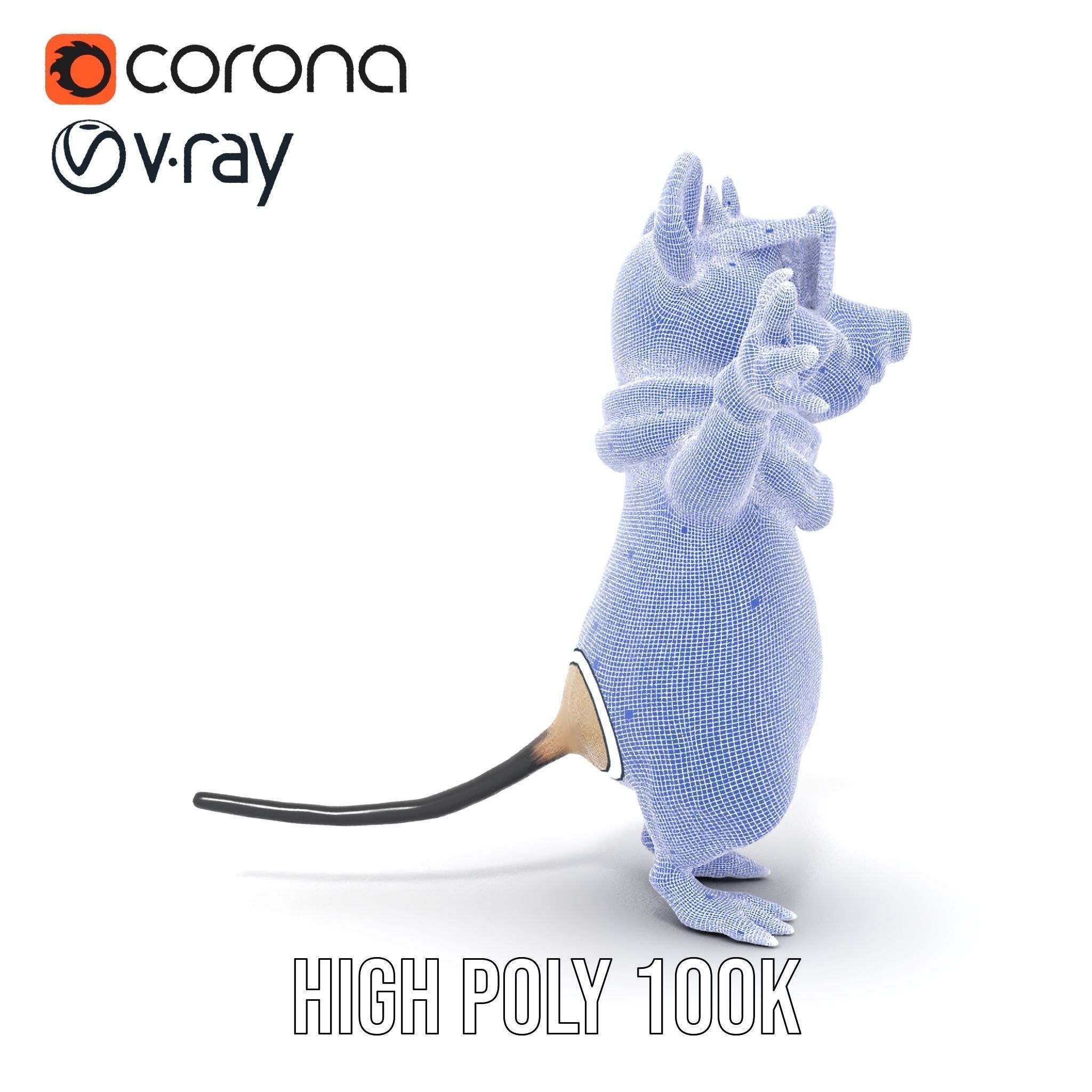 Cool Mouse Character  Rigged and Animated with Accessories Low-poly 3D model_36