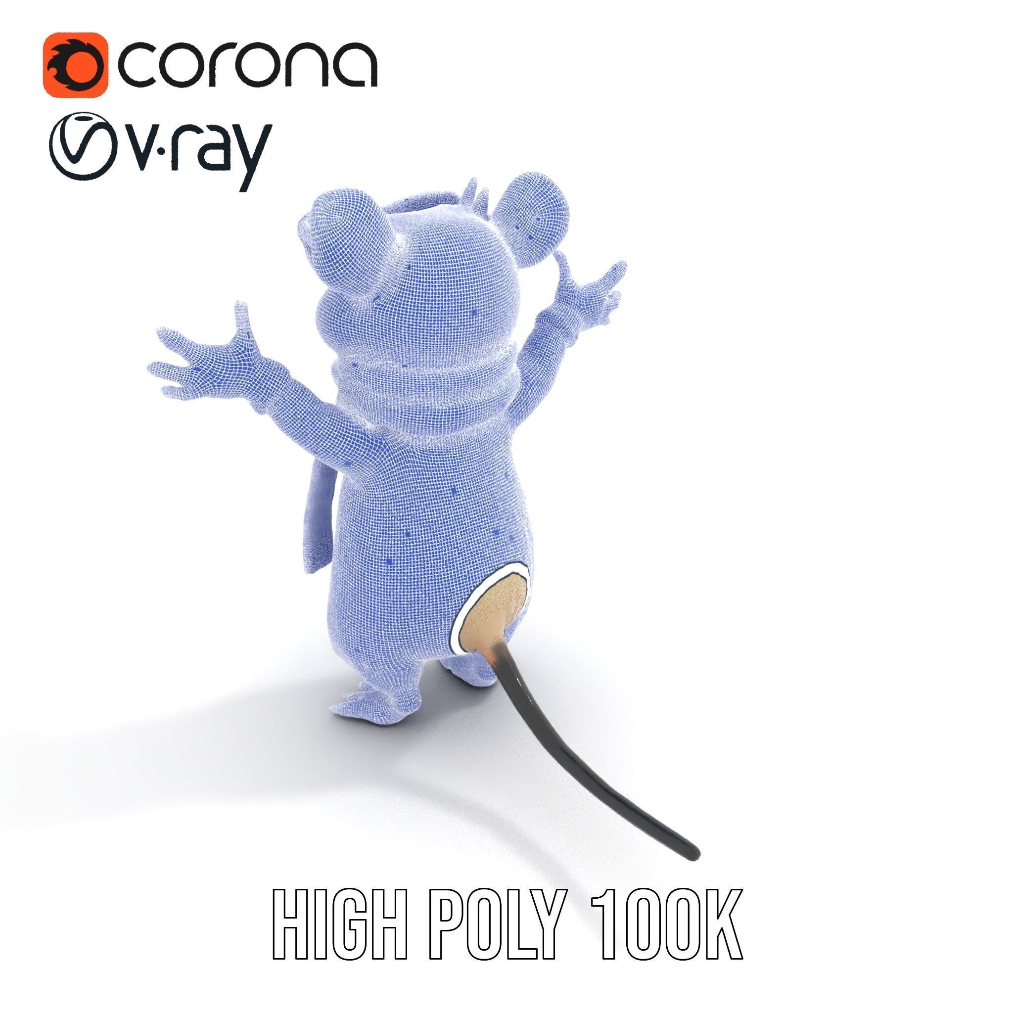 Cool Mouse Character  Rigged and Animated with Accessories Low-poly 3D model_27