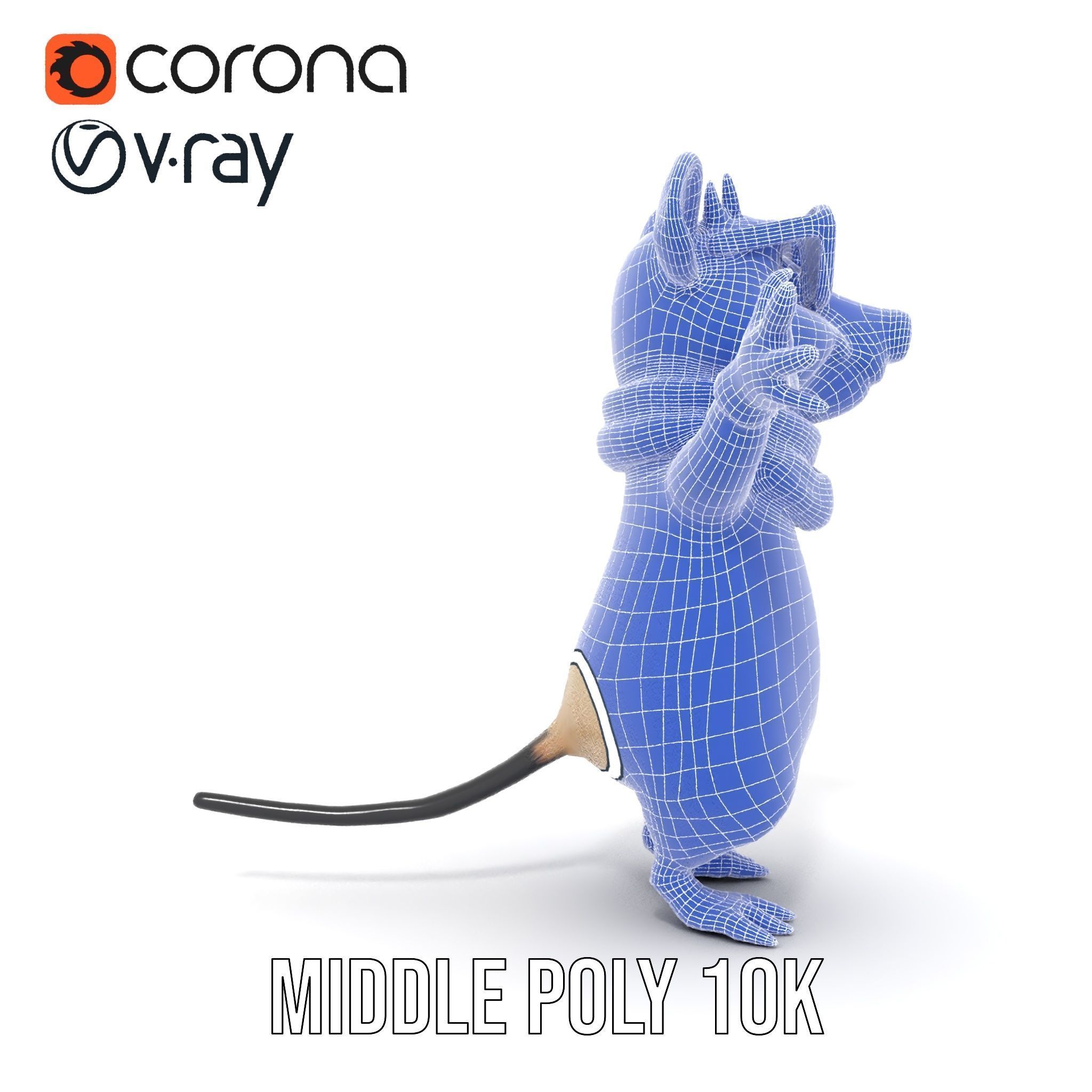 Cool Mouse Character  Rigged and Animated with Accessories Low-poly 3D model_35