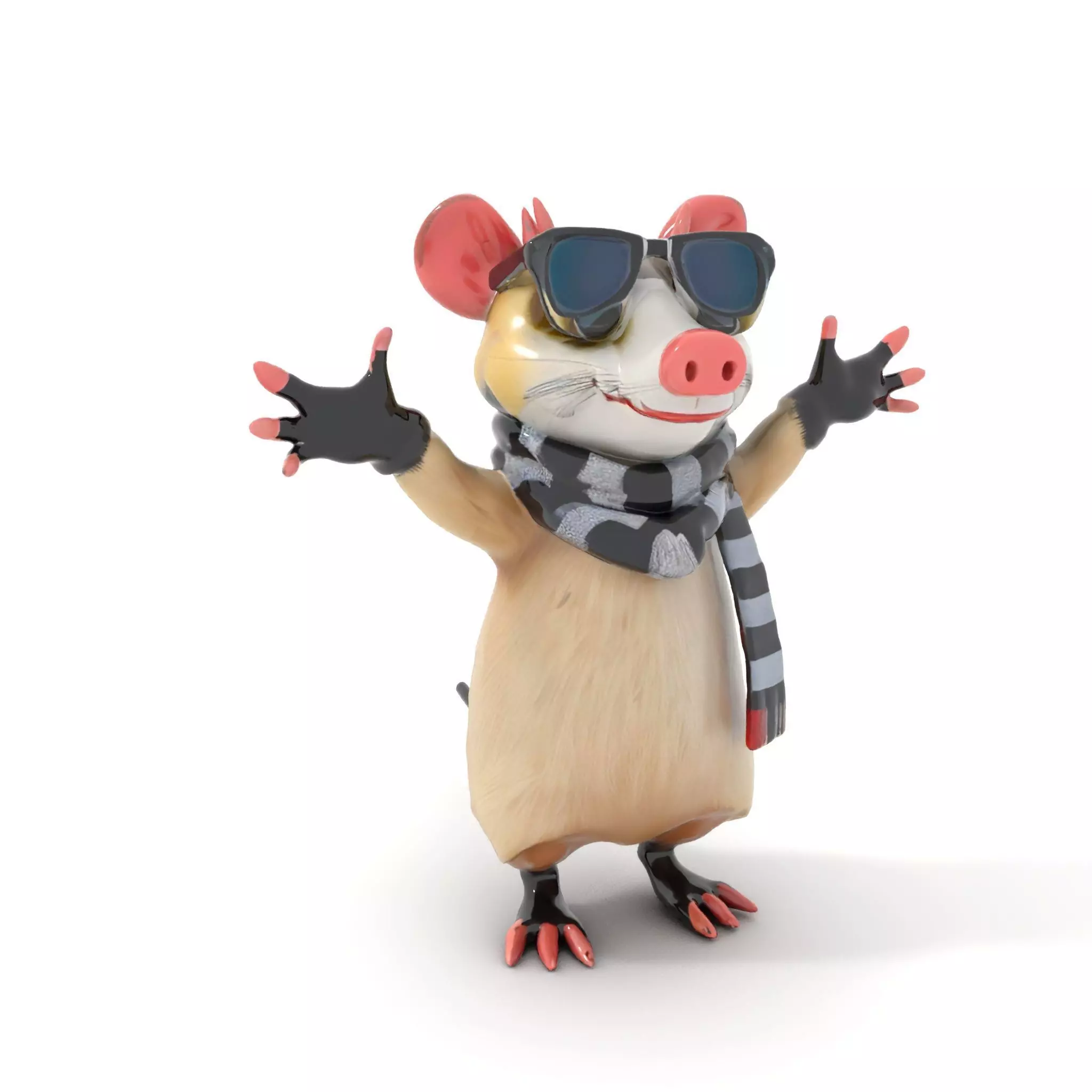 Cool Mouse Character  Rigged and Animated with Accessories Low-poly 3D model_0