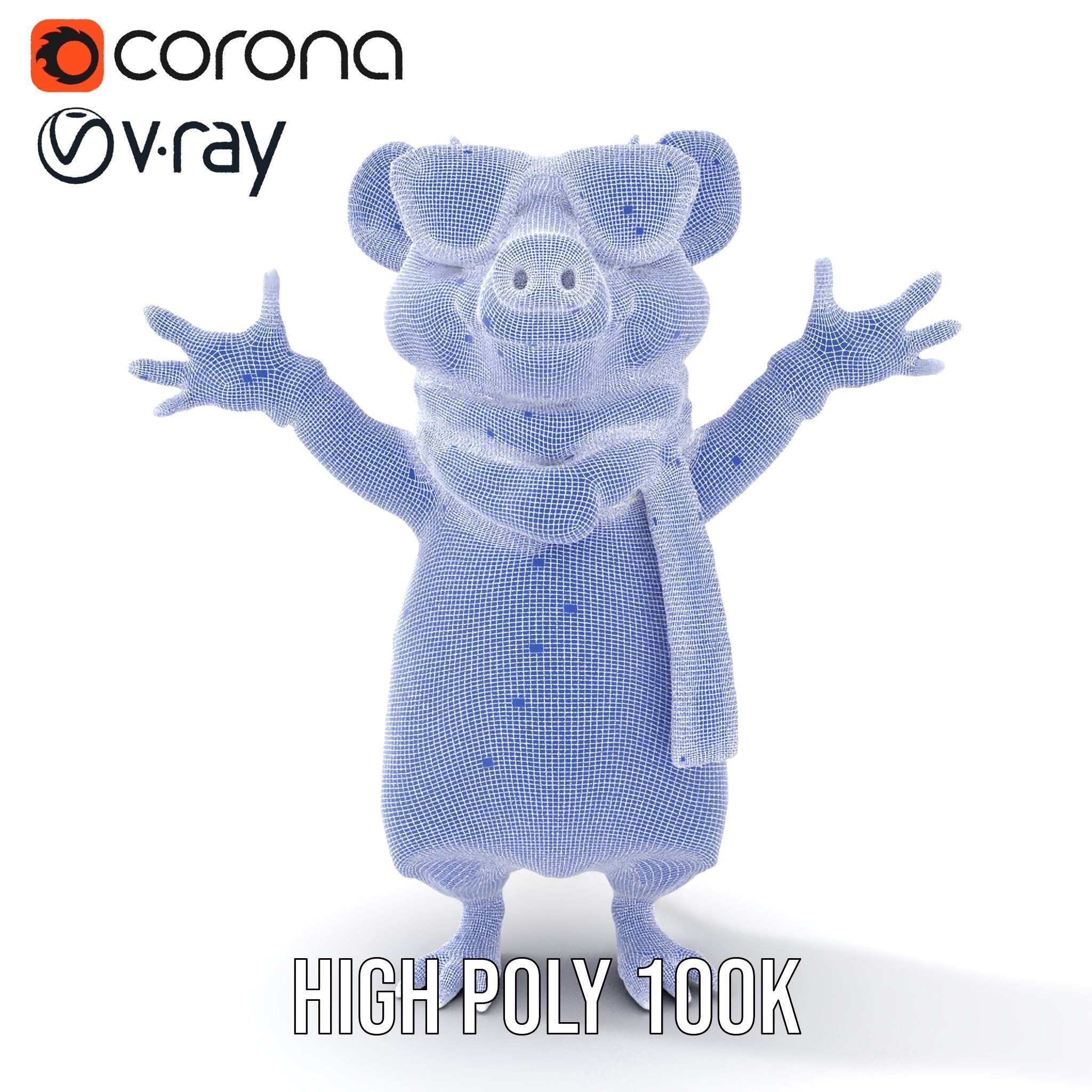 Cool Mouse Character  Rigged and Animated with Accessories Low-poly 3D model_37