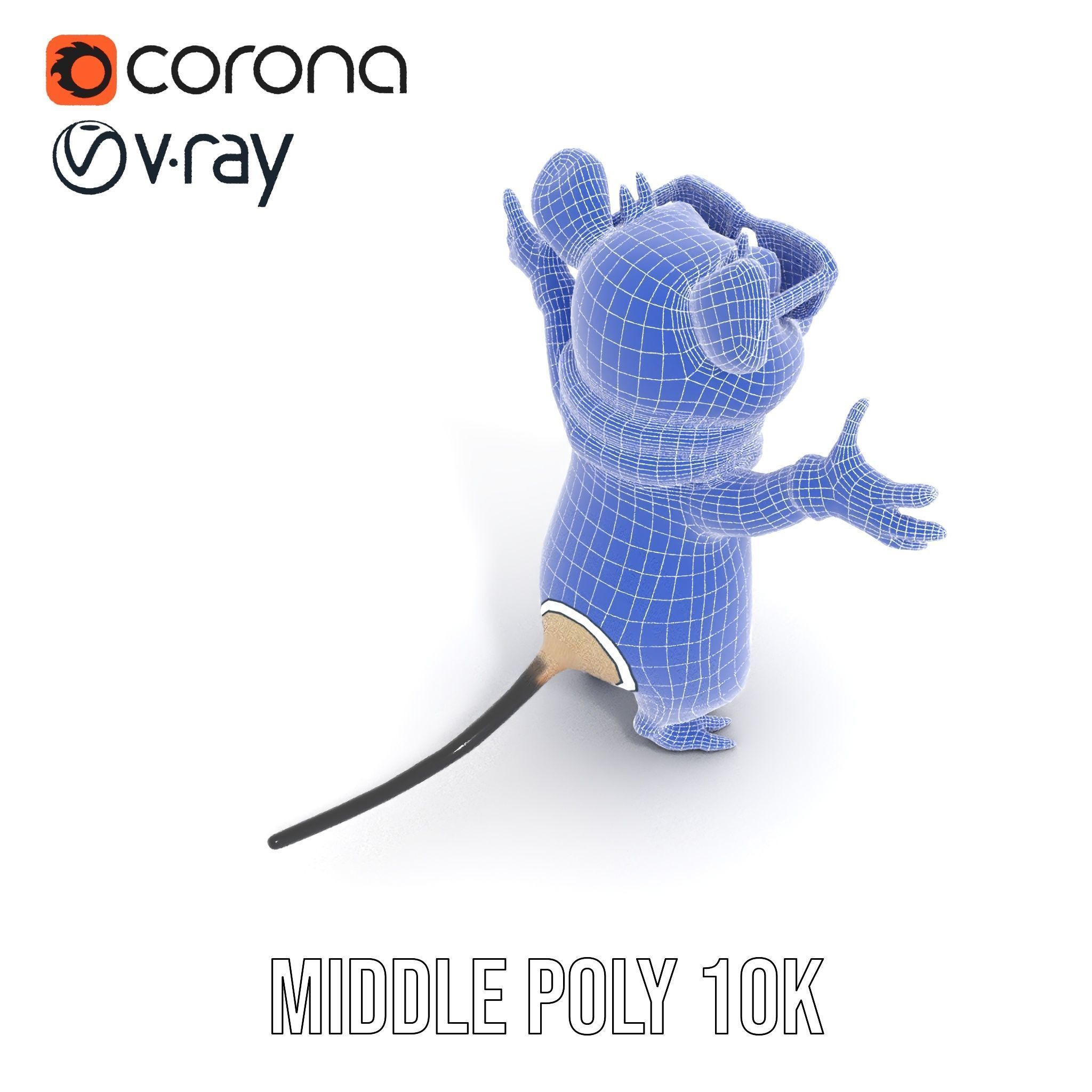 Cool Mouse Character  Rigged and Animated with Accessories Low-poly 3D model_33