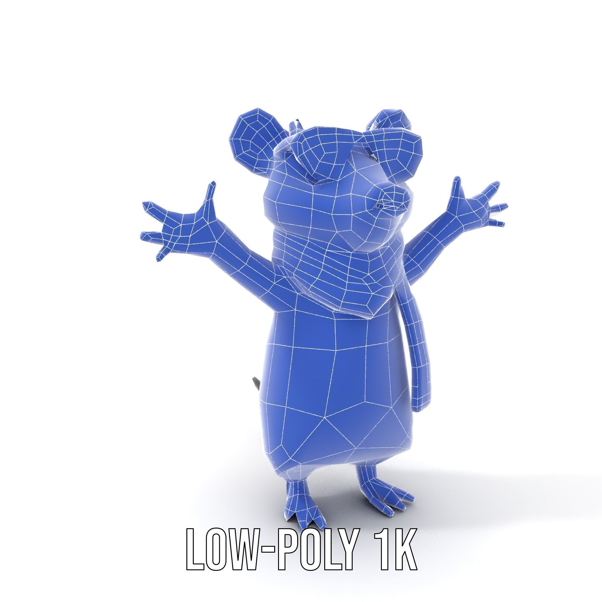 Cool Mouse Character  Rigged and Animated with Accessories Low-poly 3D model_9