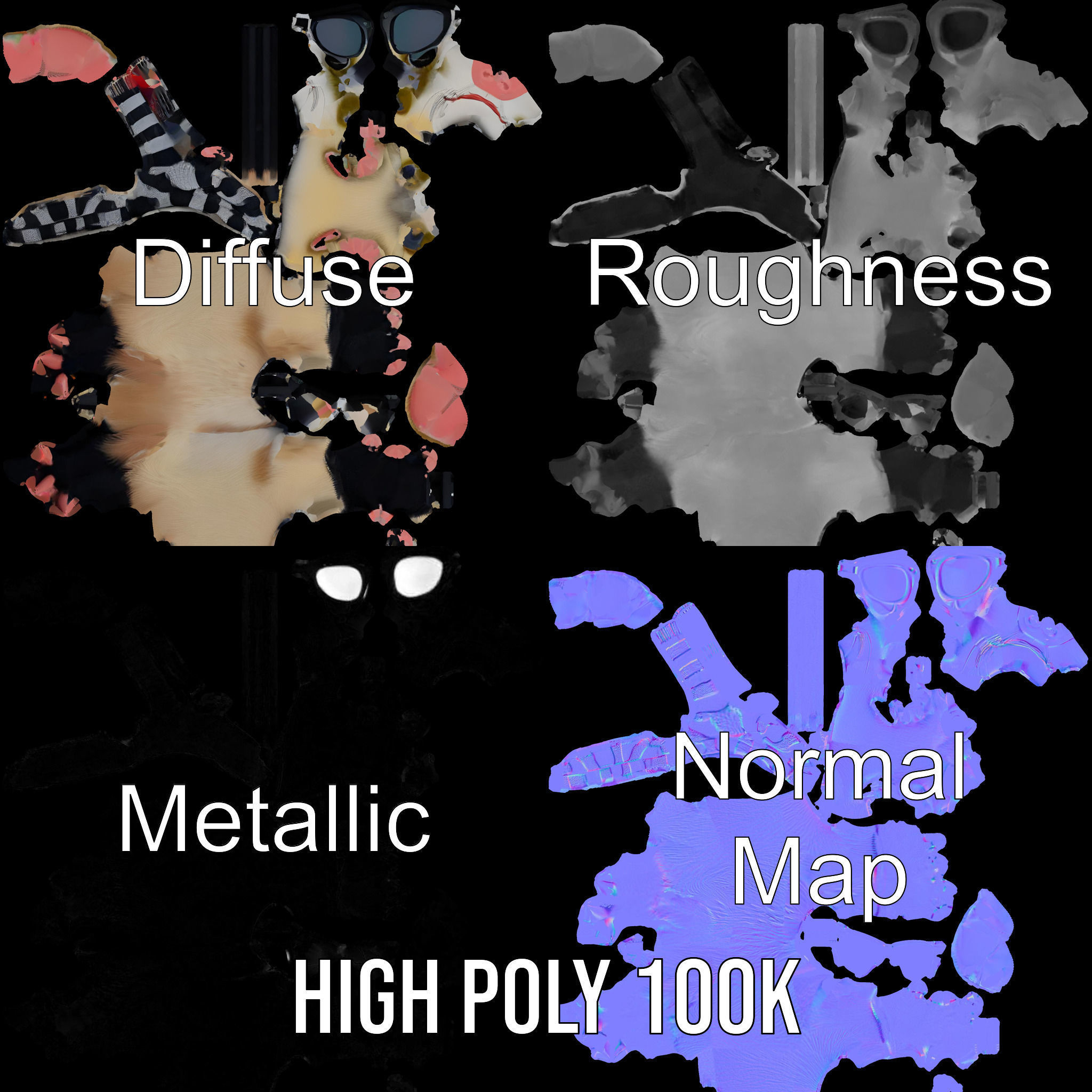 Cool Mouse Character  Rigged and Animated with Accessories Low-poly 3D model_4