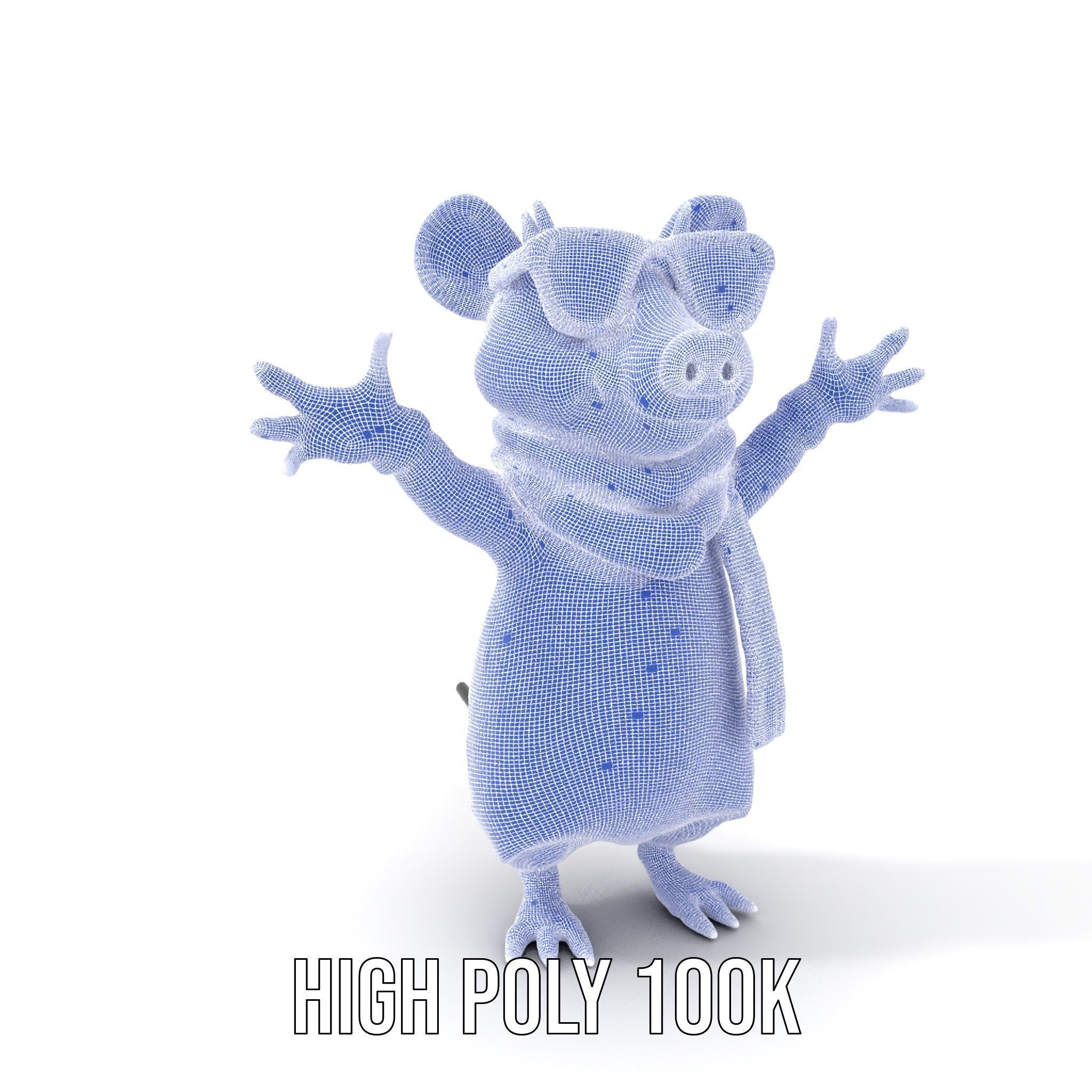 Cool Mouse Character  Rigged and Animated with Accessories Low-poly 3D model_5