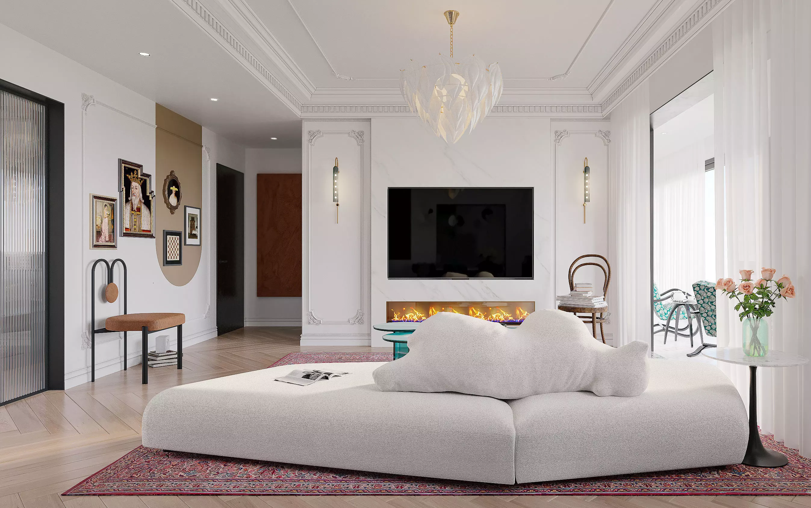luxury living room dining room interior scenes 56 3D model