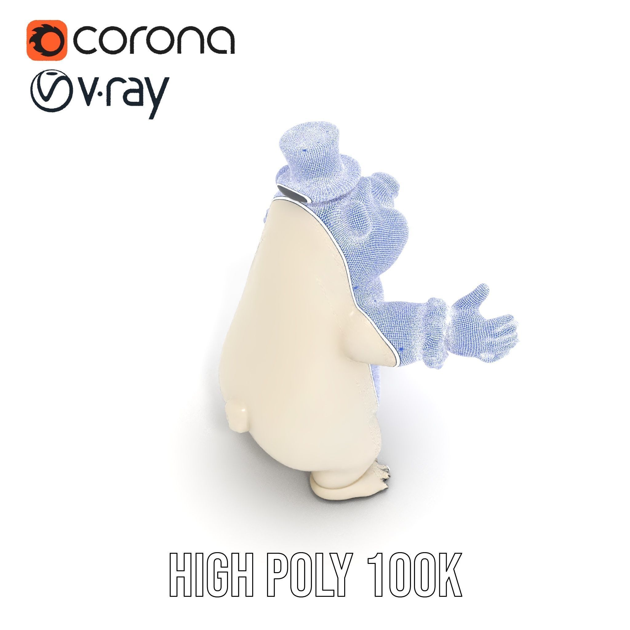 Dapper Polar Bear Model  Rigged and Animated Low-poly 3D model_24