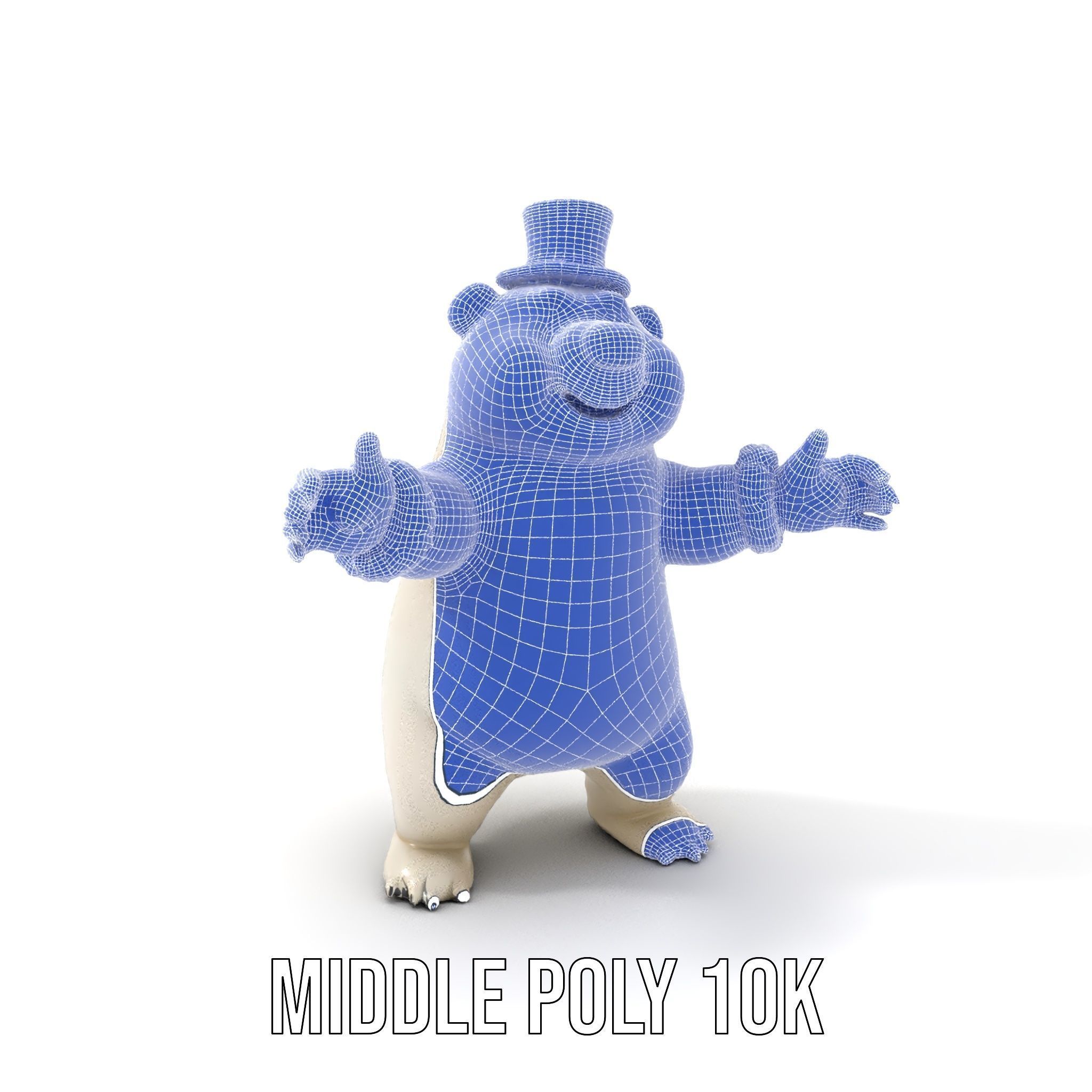 Dapper Polar Bear Model  Rigged and Animated Low-poly 3D model_25