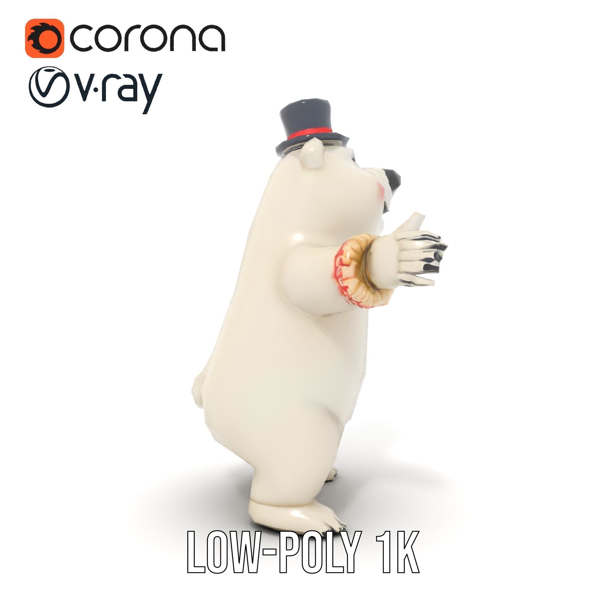 Dapper Polar Bear Model  Rigged and Animated Low-poly 3D model_20