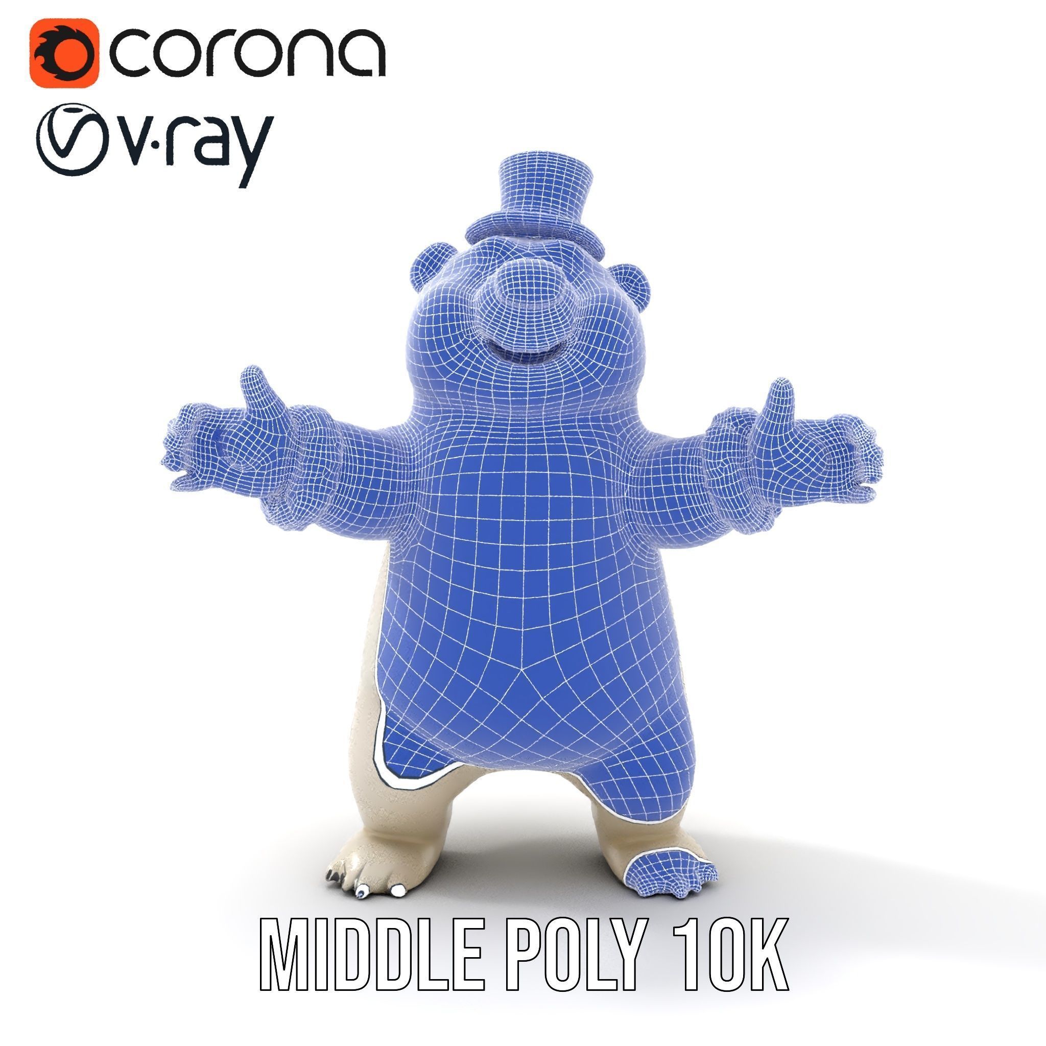 Dapper Polar Bear Model  Rigged and Animated Low-poly 3D model_31