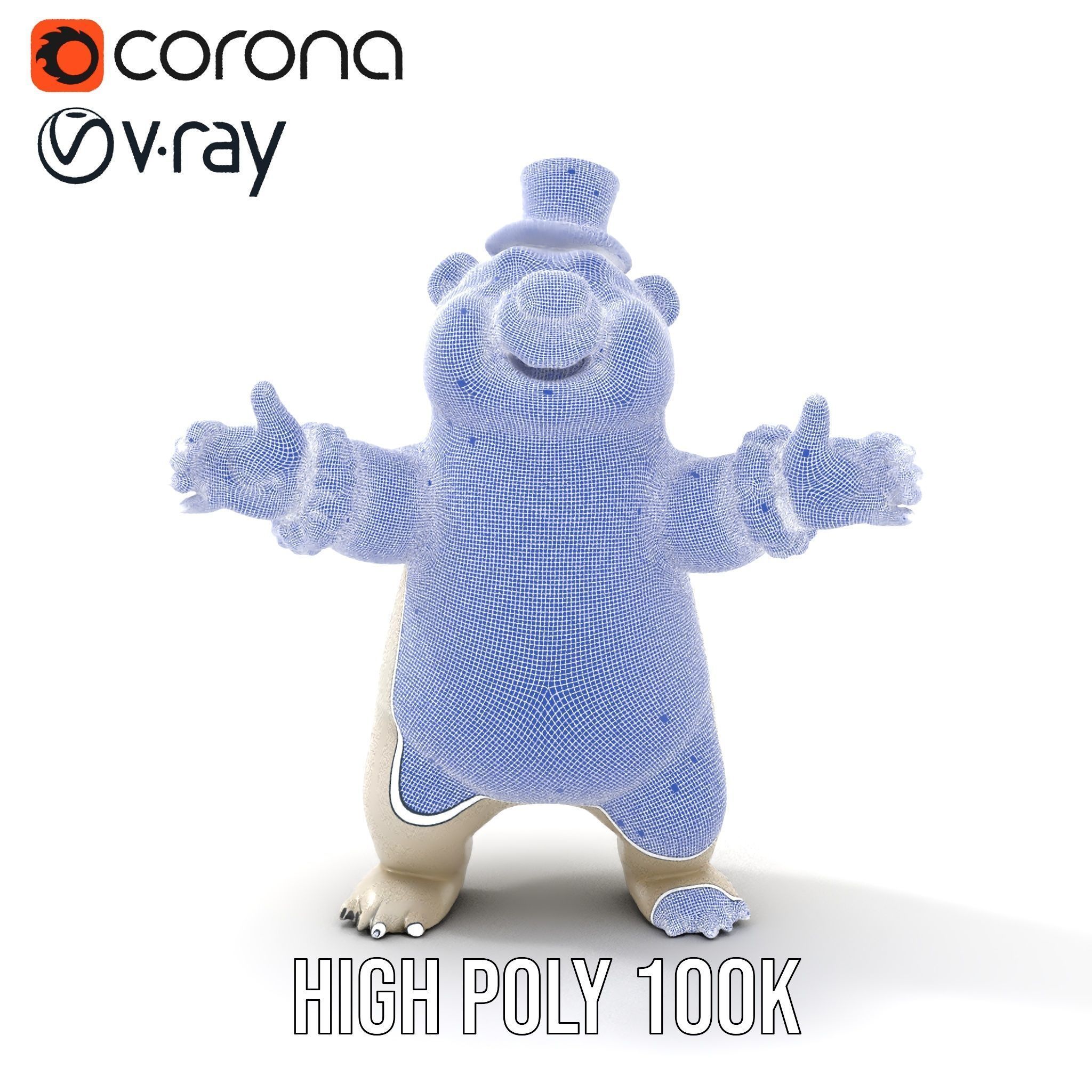 Dapper Polar Bear Model  Rigged and Animated Low-poly 3D model_36