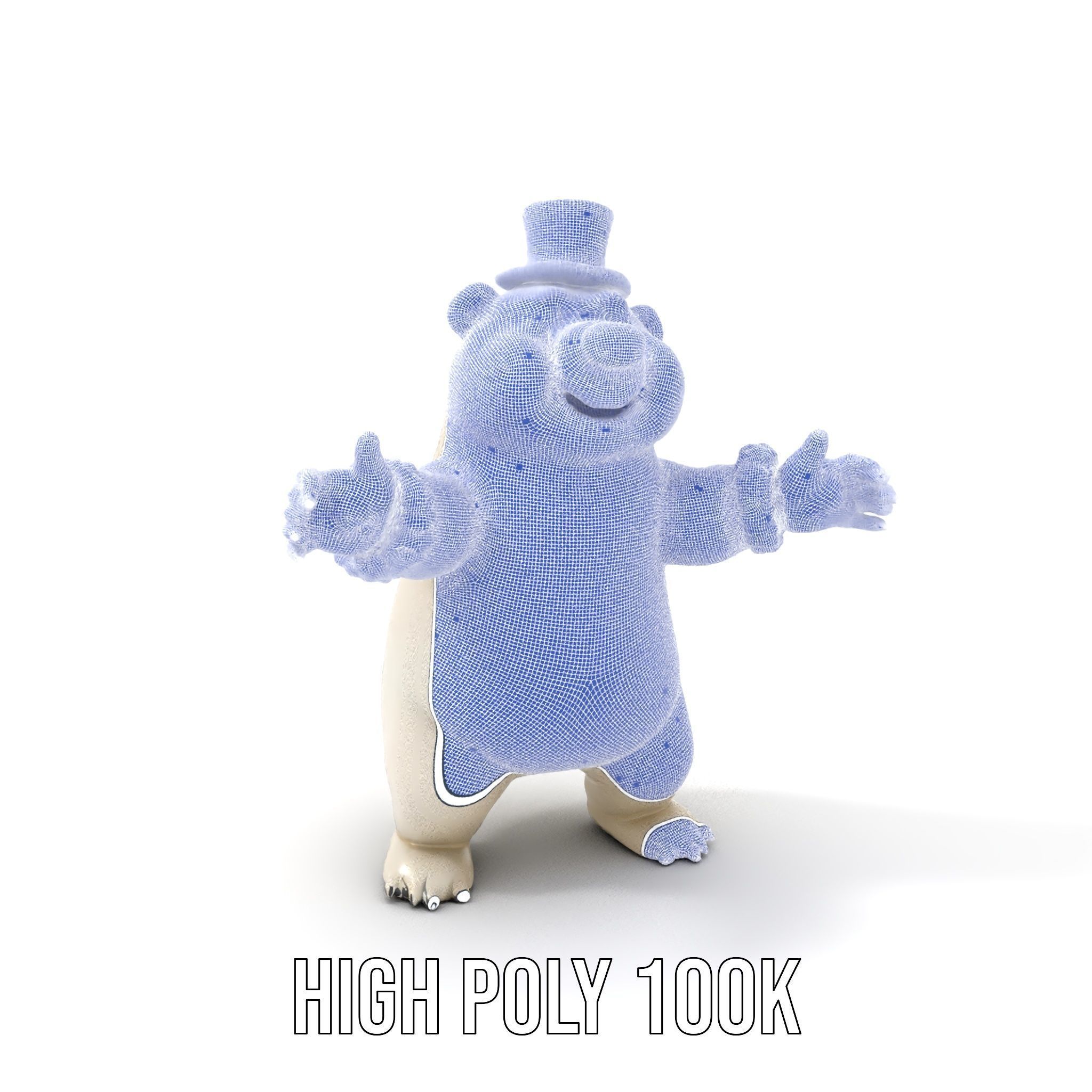 Dapper Polar Bear Model  Rigged and Animated Low-poly 3D model_5