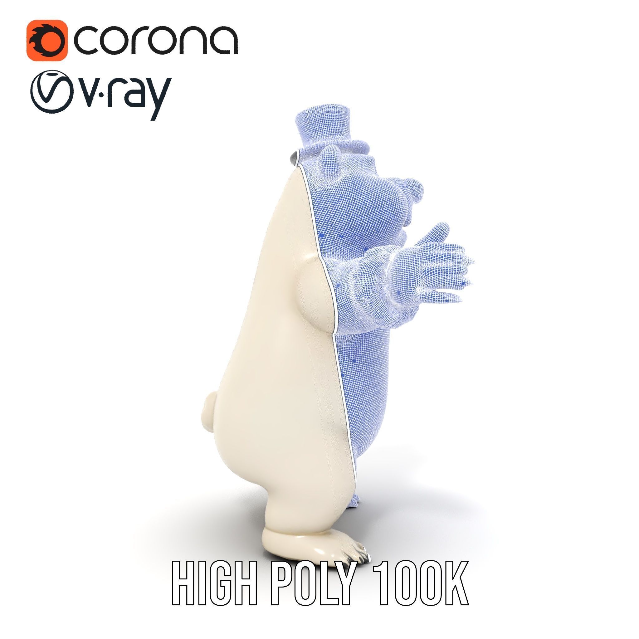 Dapper Polar Bear Model  Rigged and Animated Low-poly 3D model_37