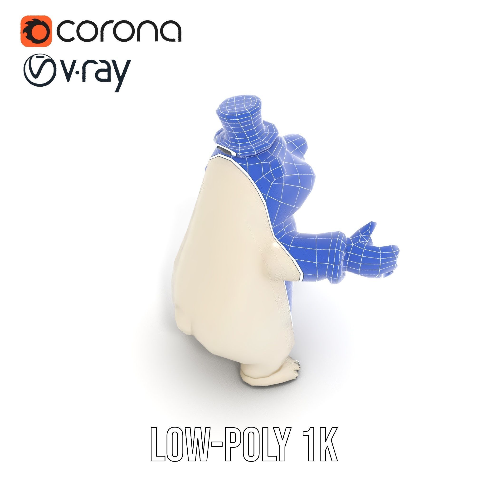 Dapper Polar Bear Model  Rigged and Animated Low-poly 3D model_29