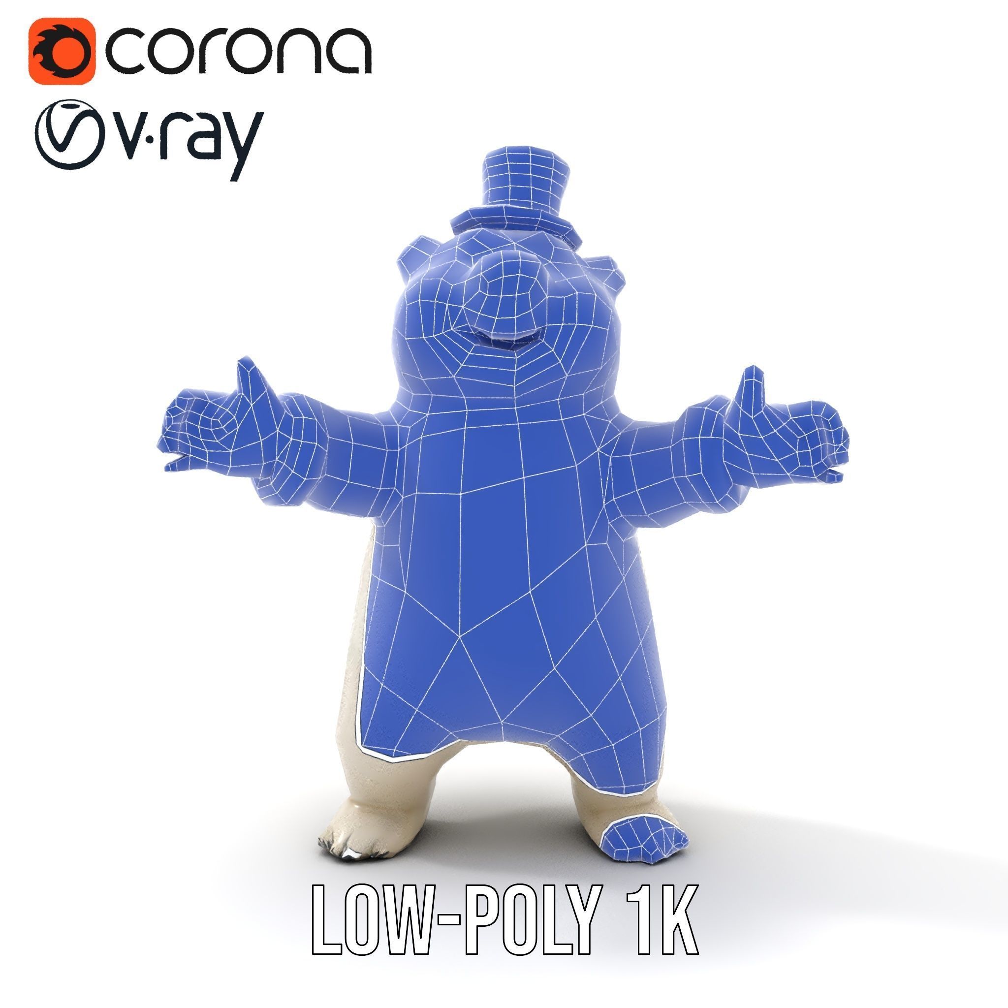 Dapper Polar Bear Model  Rigged and Animated Low-poly 3D model_12