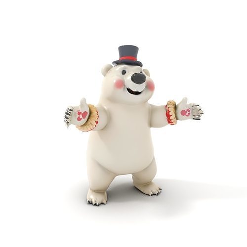 Dapper Polar Bear Model  Rigged and Animated Low-poly 3D model
