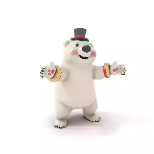 Dapper Polar Bear Model  Rigged and Animated Low-poly 3D model