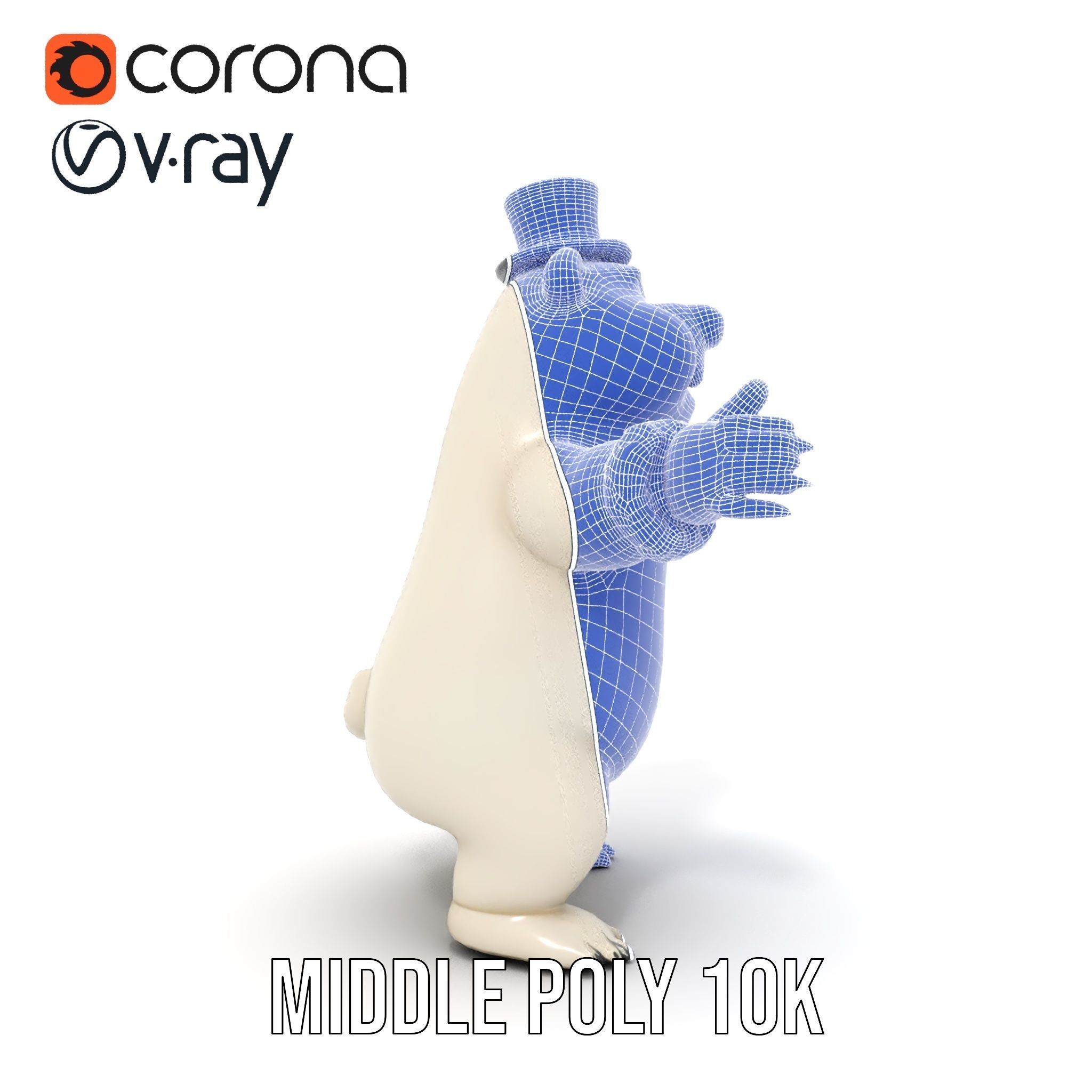 Dapper Polar Bear Model  Rigged and Animated Low-poly 3D model_34